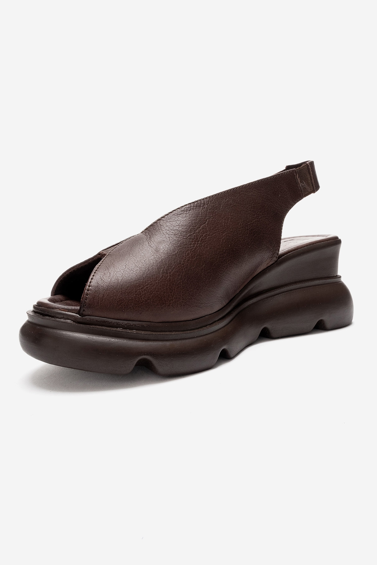 SAM - Brown Genuine Leather Wedge Sandal (Women)
