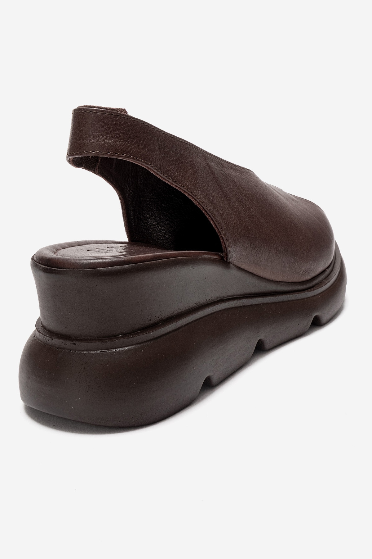 SAM - Brown Genuine Leather Wedge Sandal (Women)