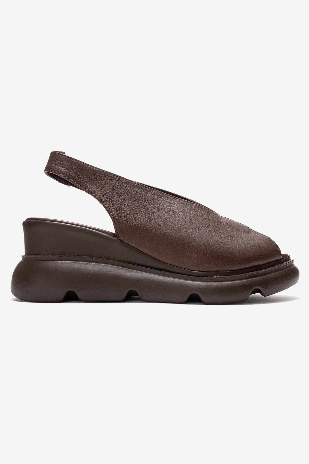 SAM - Brown Genuine Leather Wedge Sandal (Women)