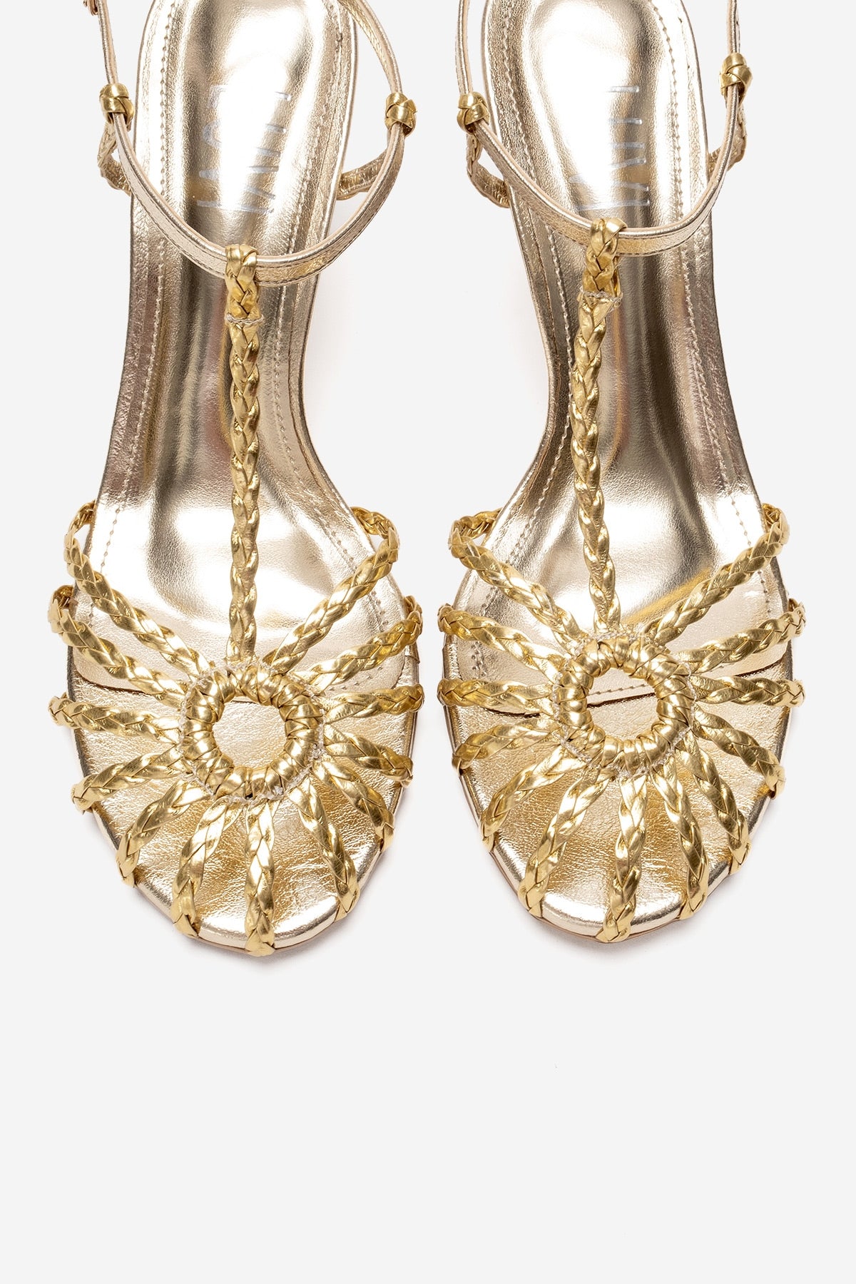 Gerald - Gold Genuine Leather Woven Strap Stiletto Pump (Women)