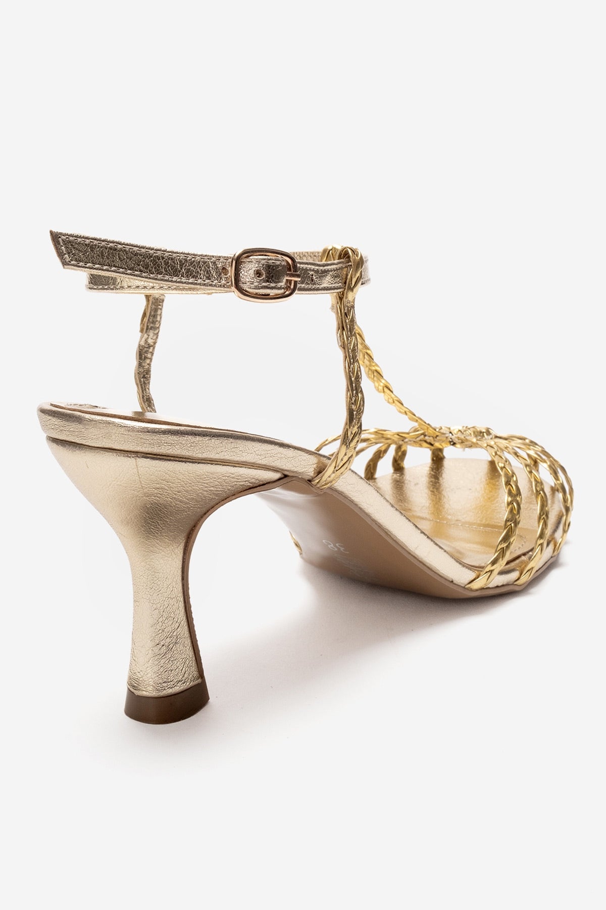Gerald - Gold Genuine Leather Woven Strap Stiletto Pump (Women)