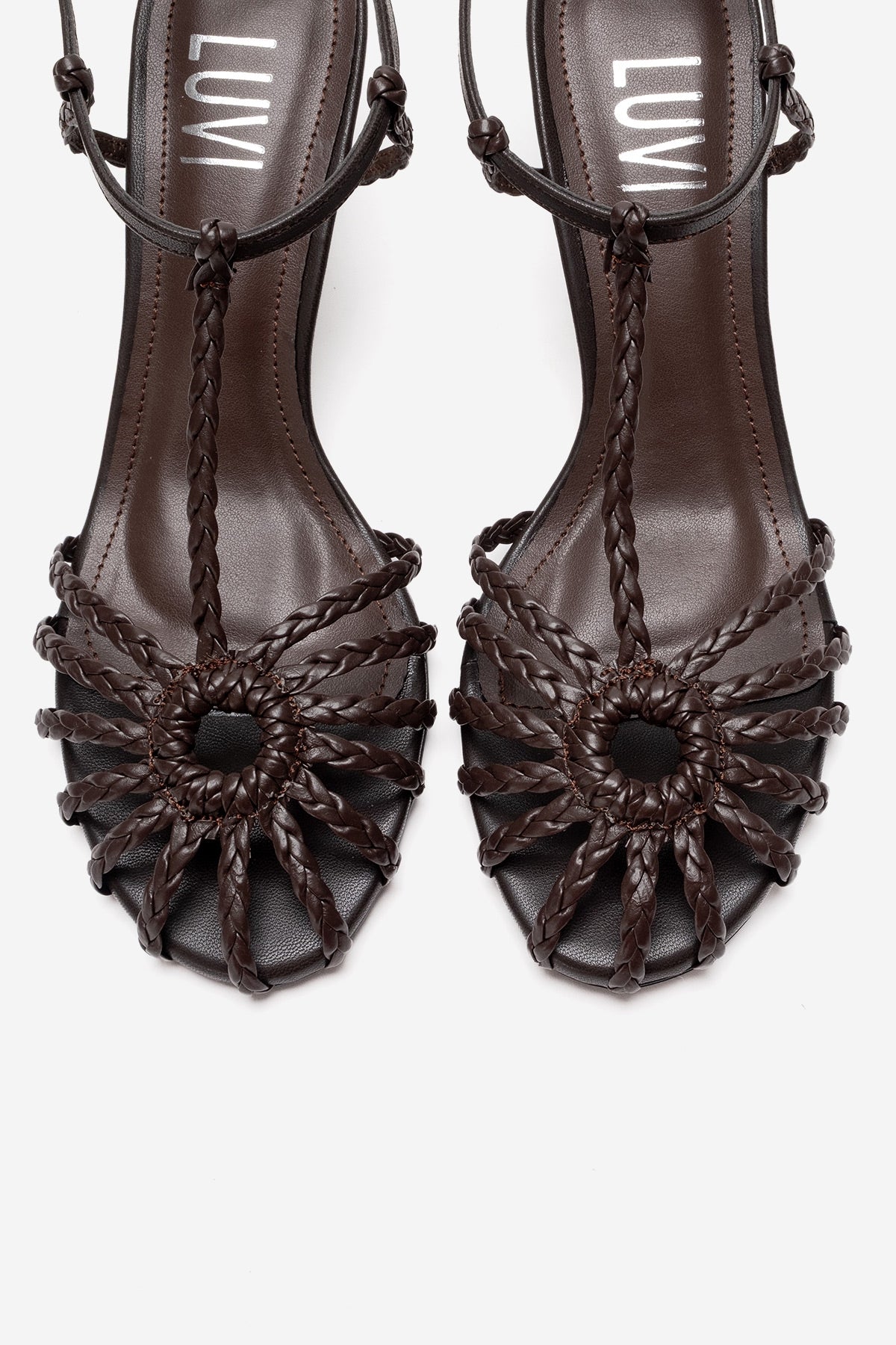 Gerald - Brown Genuine Leather Woven Strap Stiletto Pump (Women)
