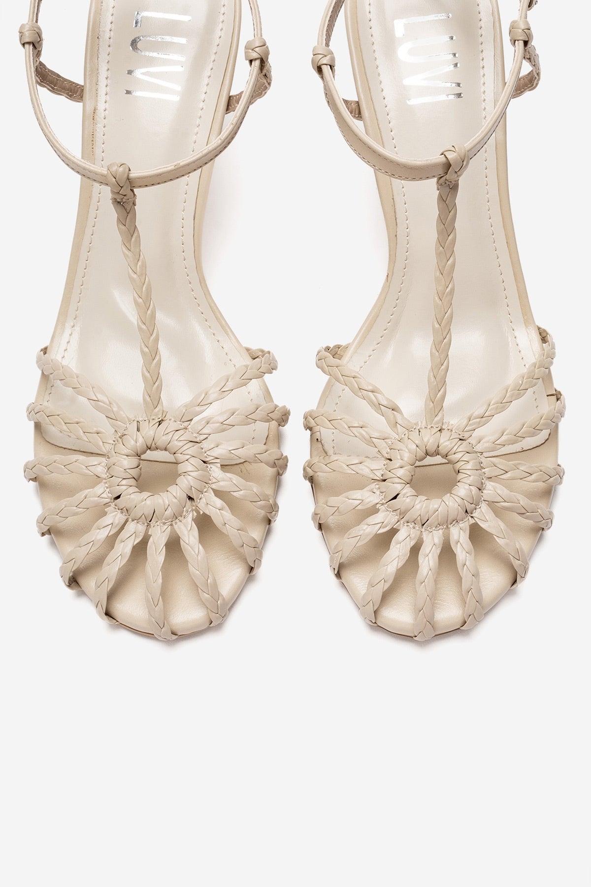 Gerald - Beige Genuine Leather Woven Strap Stiletto Pump (Women)