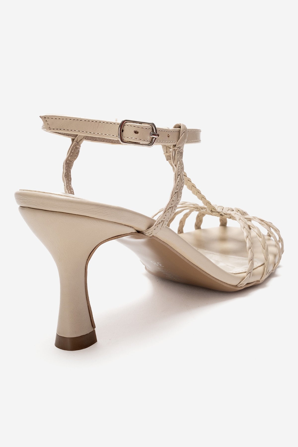 Gerald - Beige Genuine Leather Woven Strap Stiletto Pump (Women)
