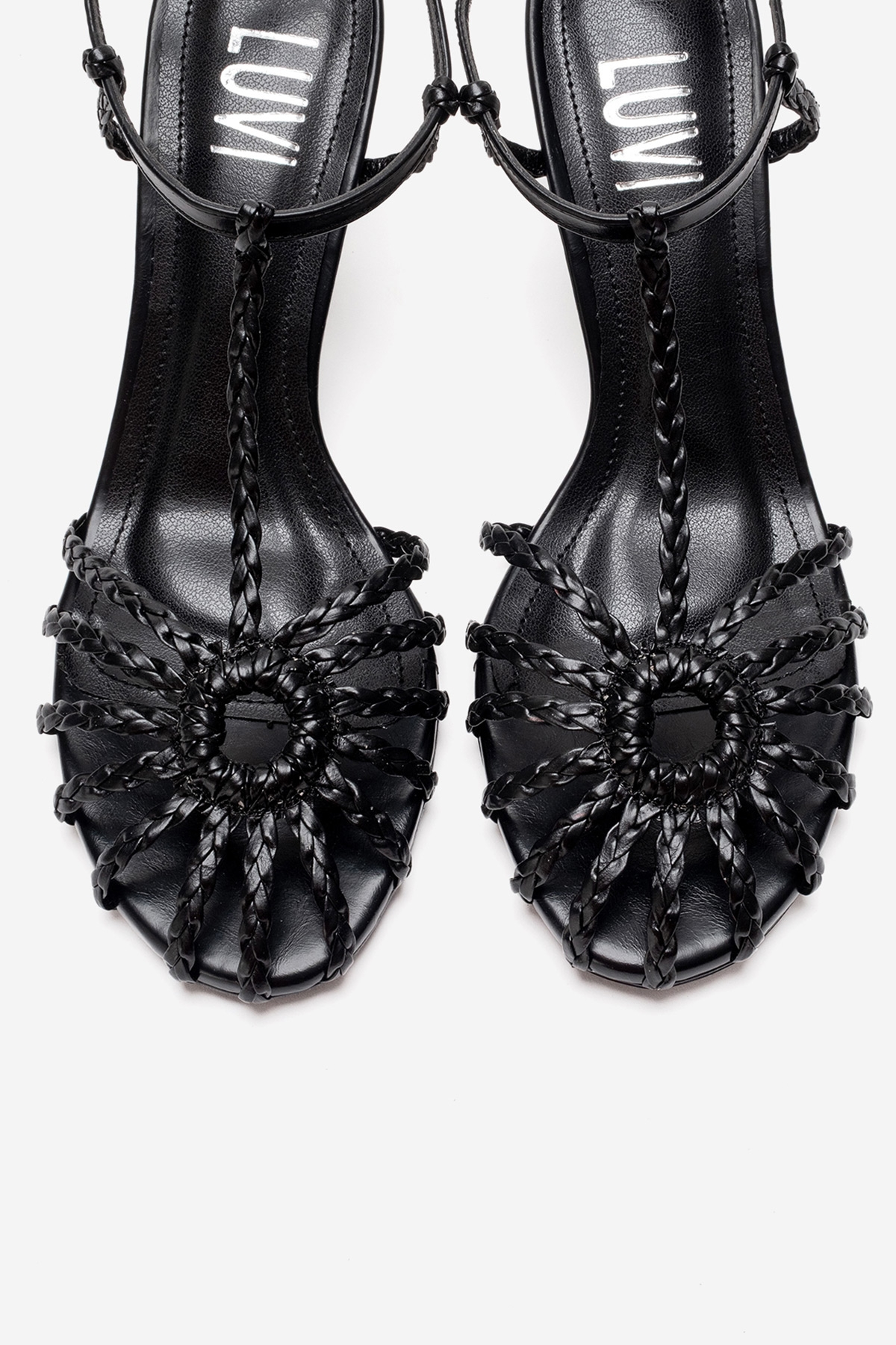 Gerald - Black Genuine Leather Woven Strap Stiletto Pump (Women)