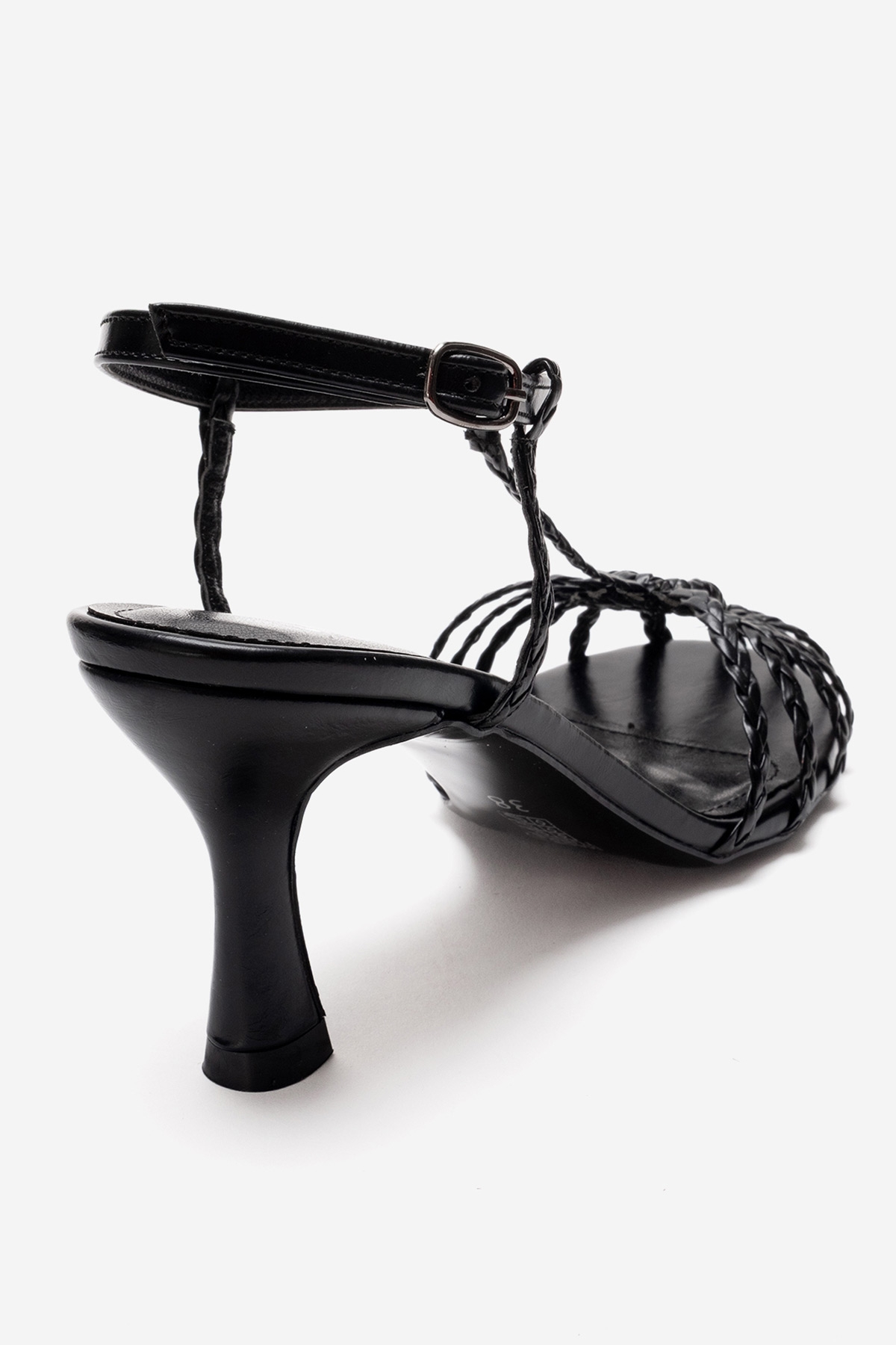 Gerald - Black Genuine Leather Woven Strap Stiletto Pump (Women)
