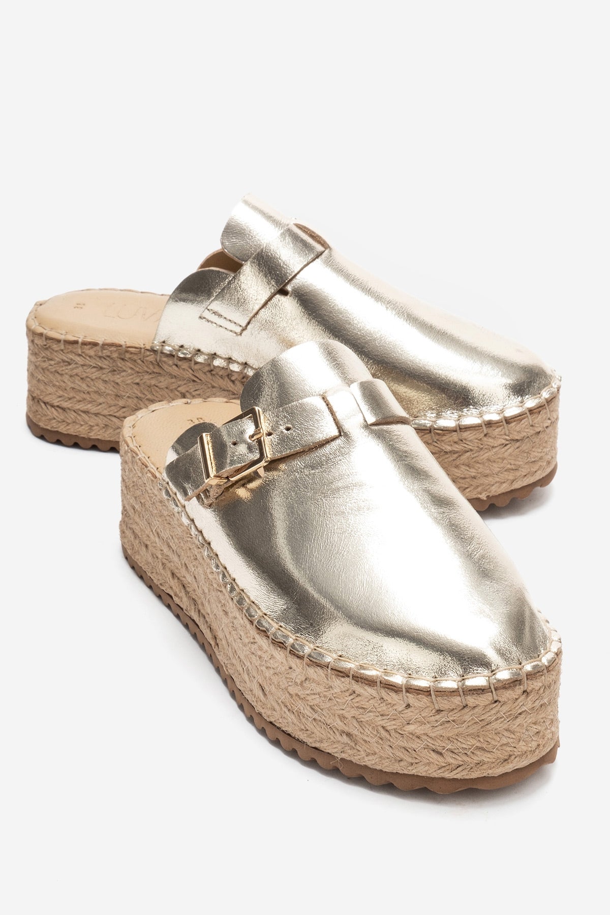 Novas - Gold Genuine Leather Platform Slide (Women)
