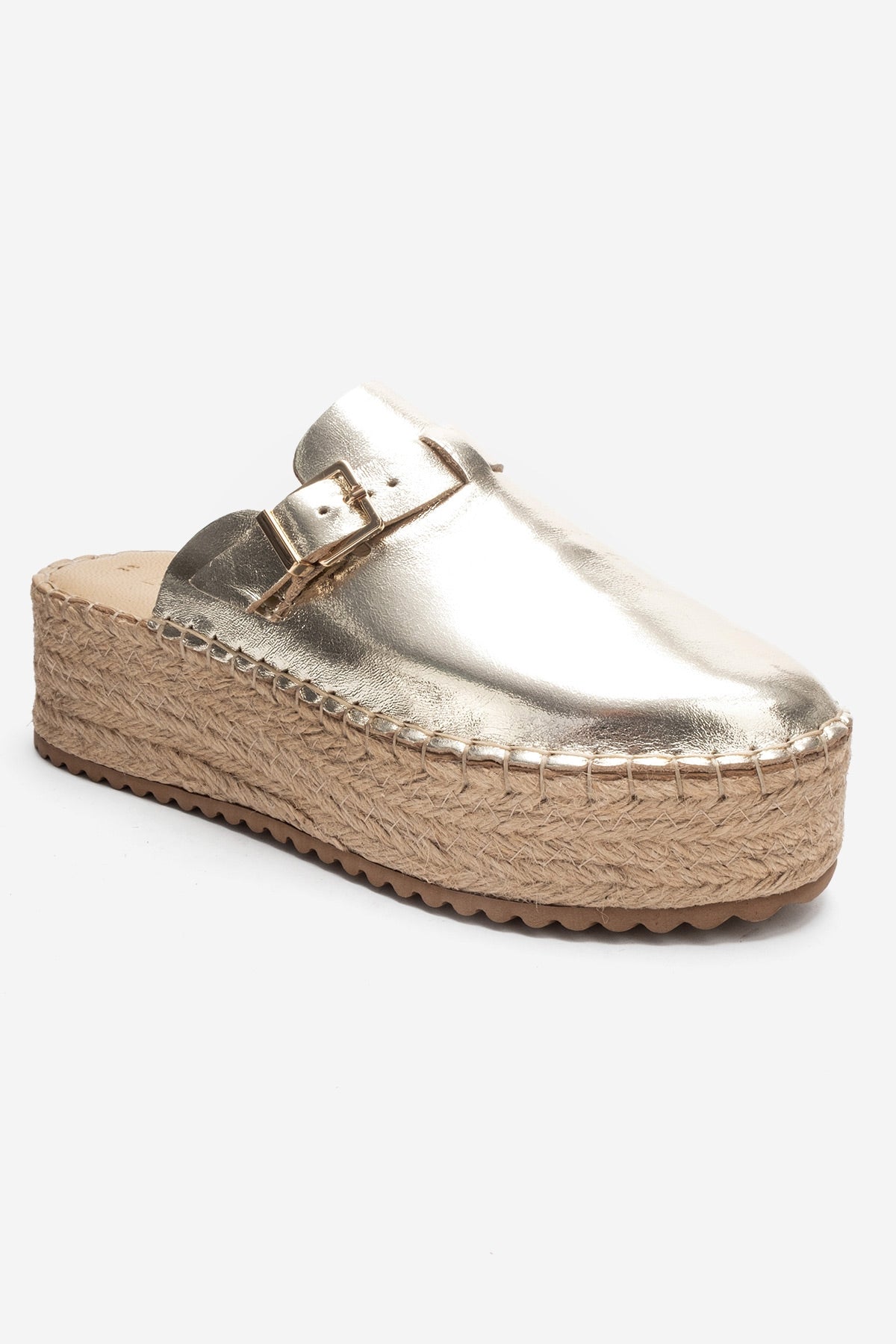 Novas - Gold Genuine Leather Platform Slide (Women)