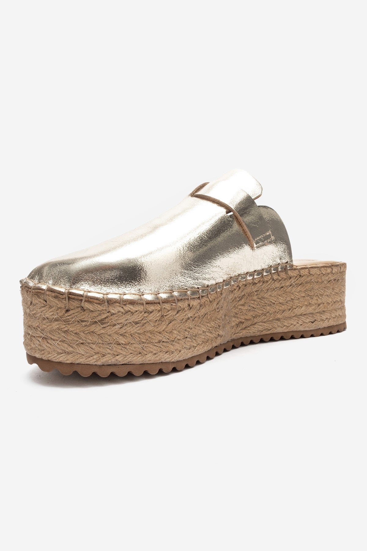 Novas - Gold Genuine Leather Platform Slide (Women)