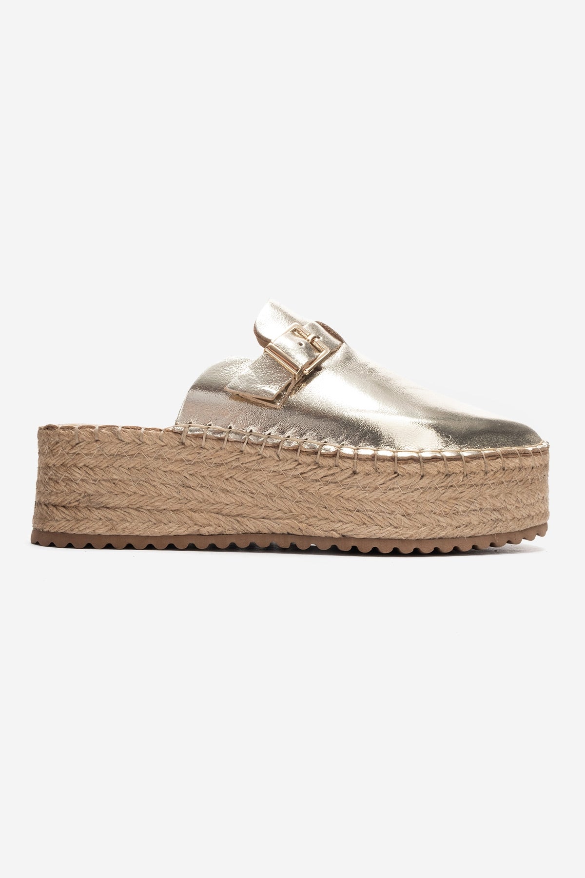 Novas - Gold Genuine Leather Platform Slide (Women)