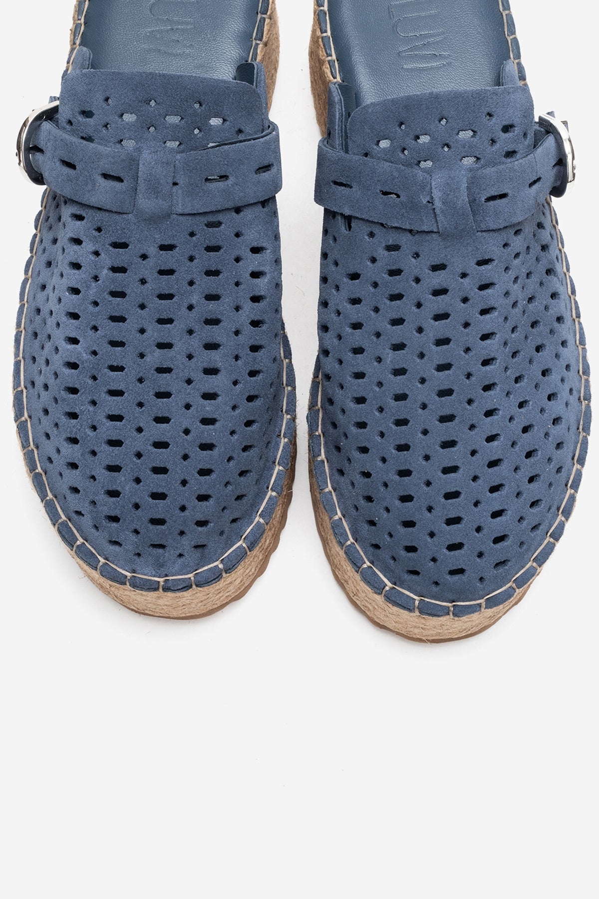 Louis - Denim Blue Genuine Leather Platform Slide (Women)