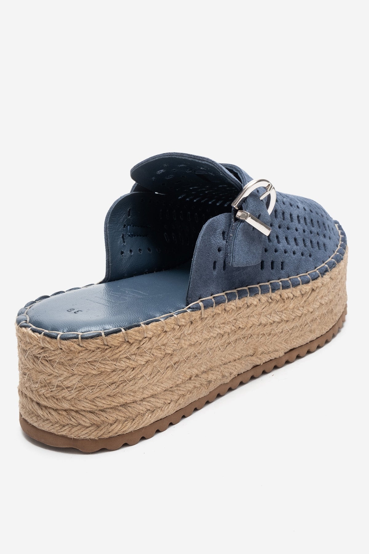 Louis - Denim Blue Genuine Leather Platform Slide (Women)