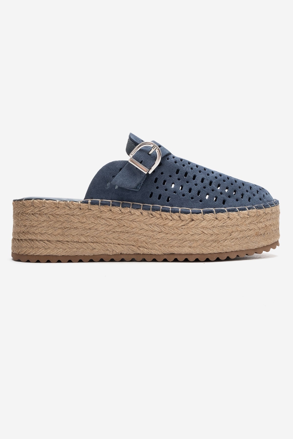 Louis - Denim Blue Genuine Leather Platform Slide (Women)