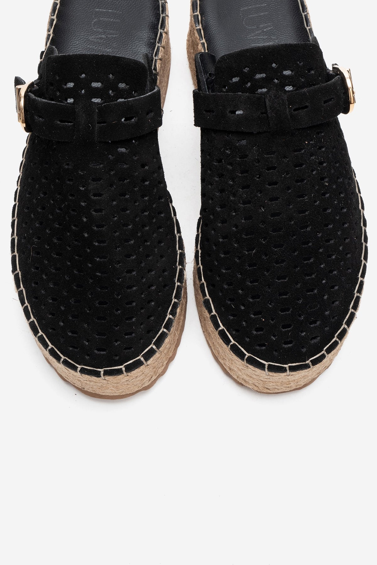 LOUIS - Black Genuine Leather Closed-Toe Platform Slide (Women)
