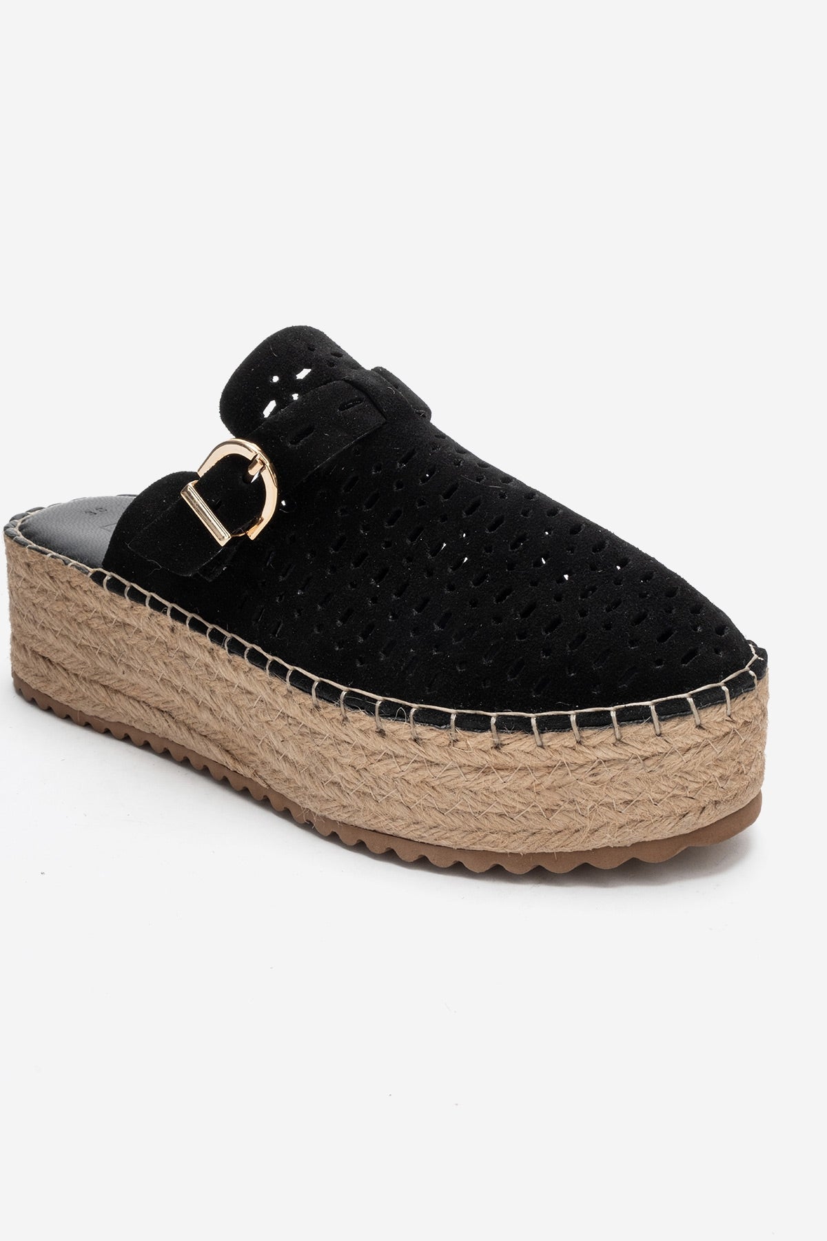 LOUIS - Black Genuine Leather Closed-Toe Platform Slide (Women)