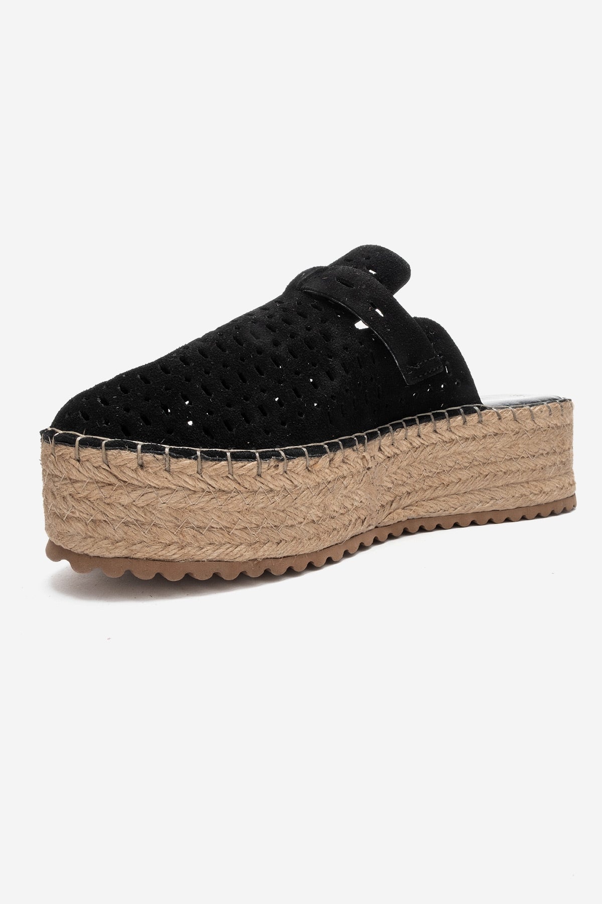 LOUIS - Black Genuine Leather Closed-Toe Platform Slide (Women)