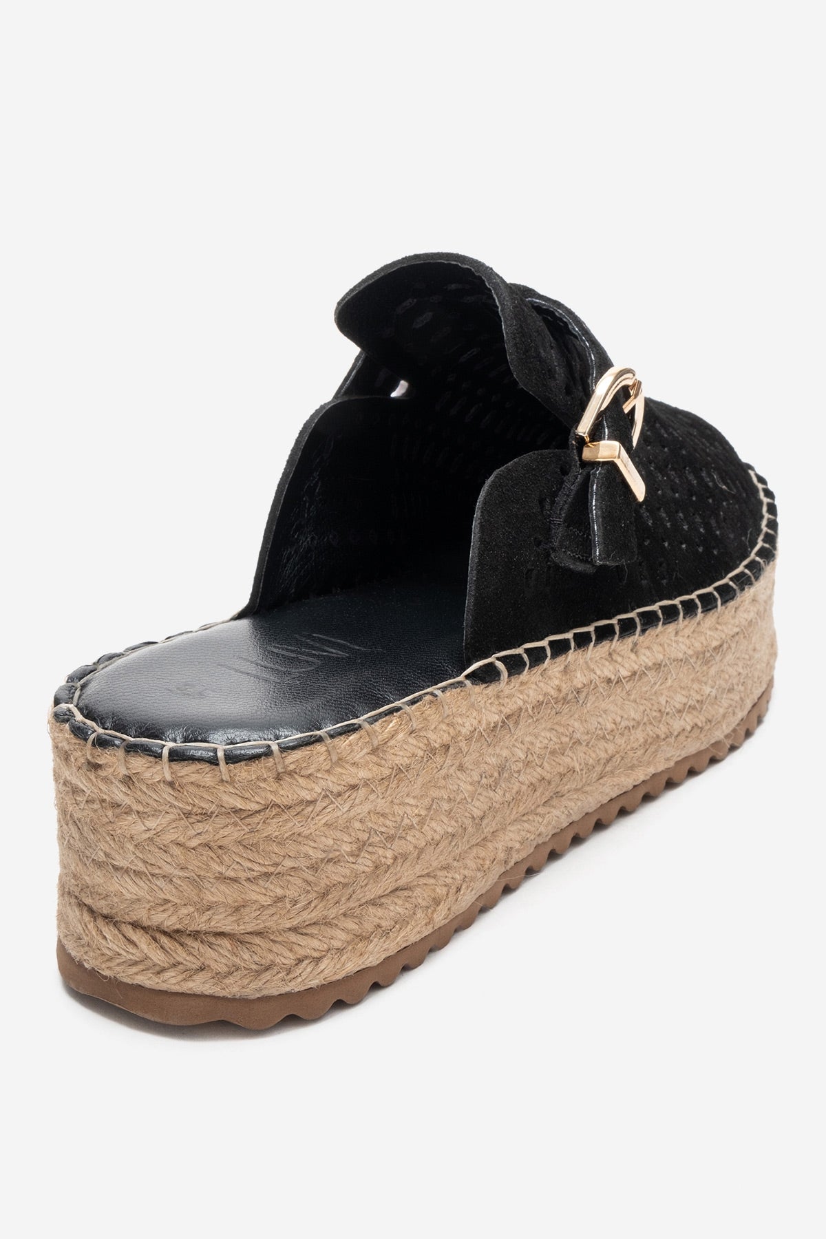 LOUIS - Black Genuine Leather Closed-Toe Platform Slide (Women)