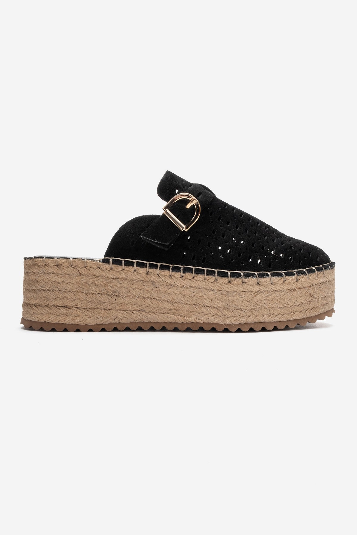 LOUIS - Black Genuine Leather Closed-Toe Platform Slide (Women)