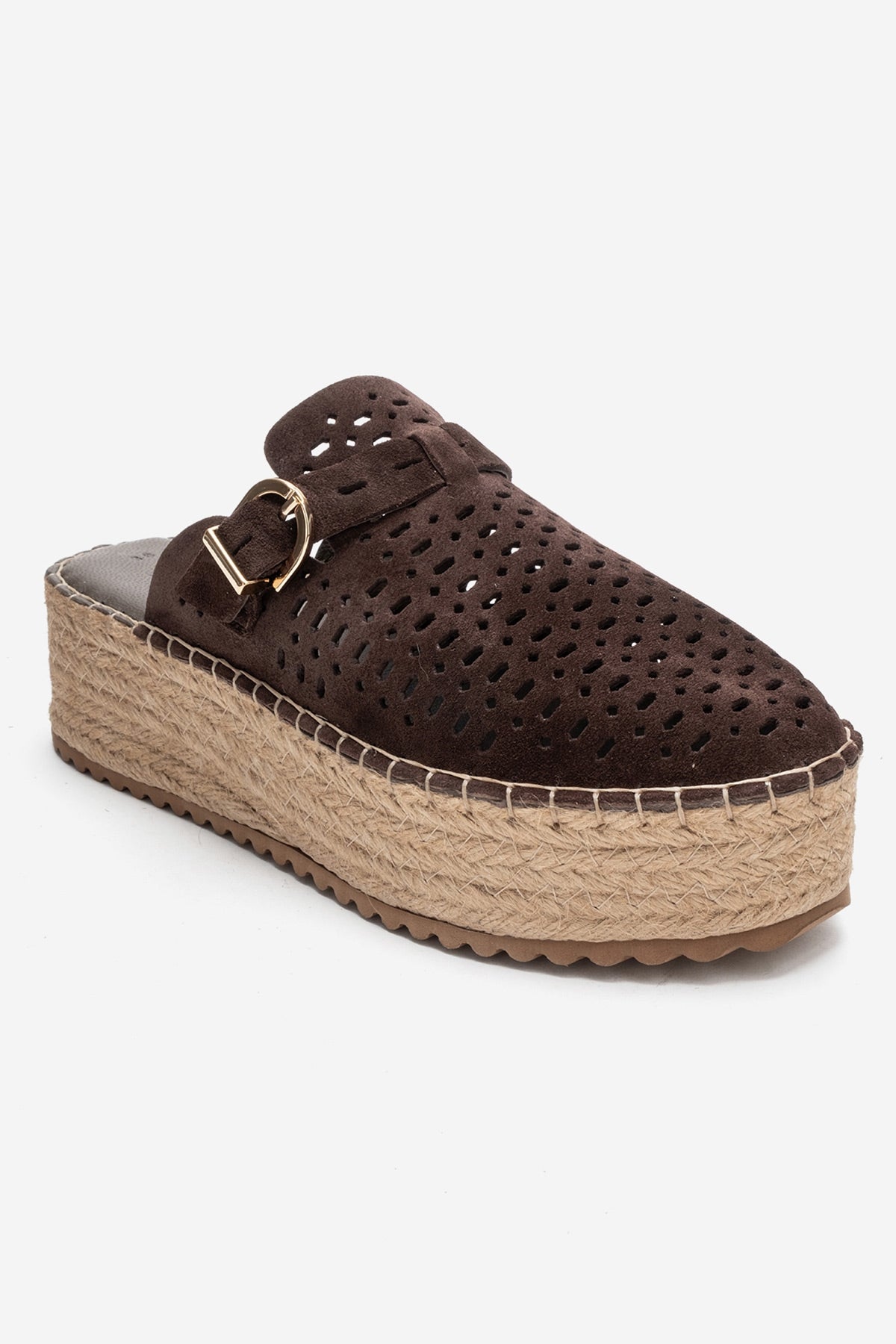 LOUIS - Brown Genuine Leather Closed-Toe Platform Slide (Women)