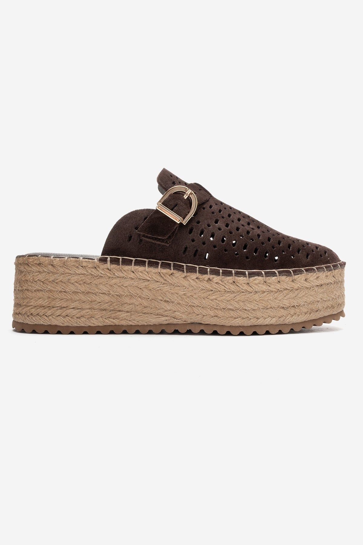 LOUIS - Brown Genuine Leather Closed-Toe Platform Slide (Women)