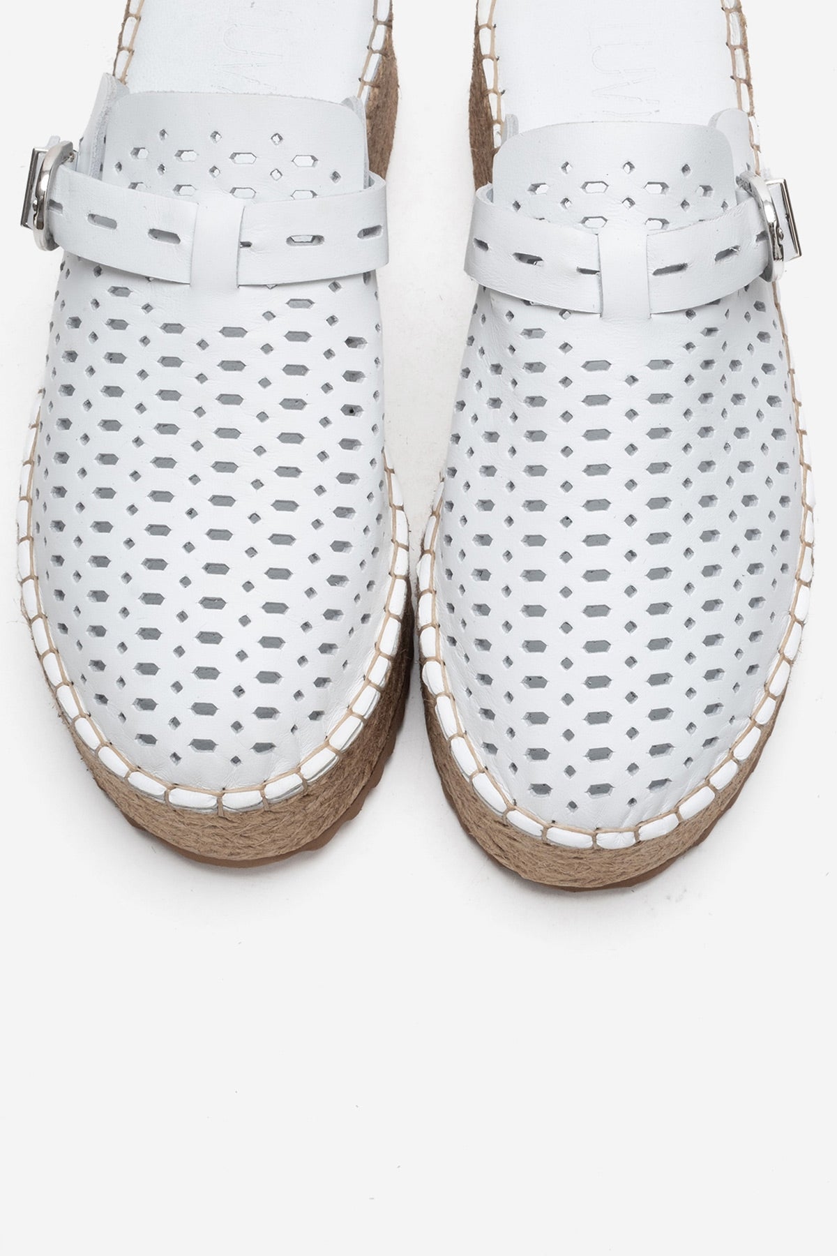 LOUIS - White Genuine Leather Closed-Toe Platform Slide (Women)