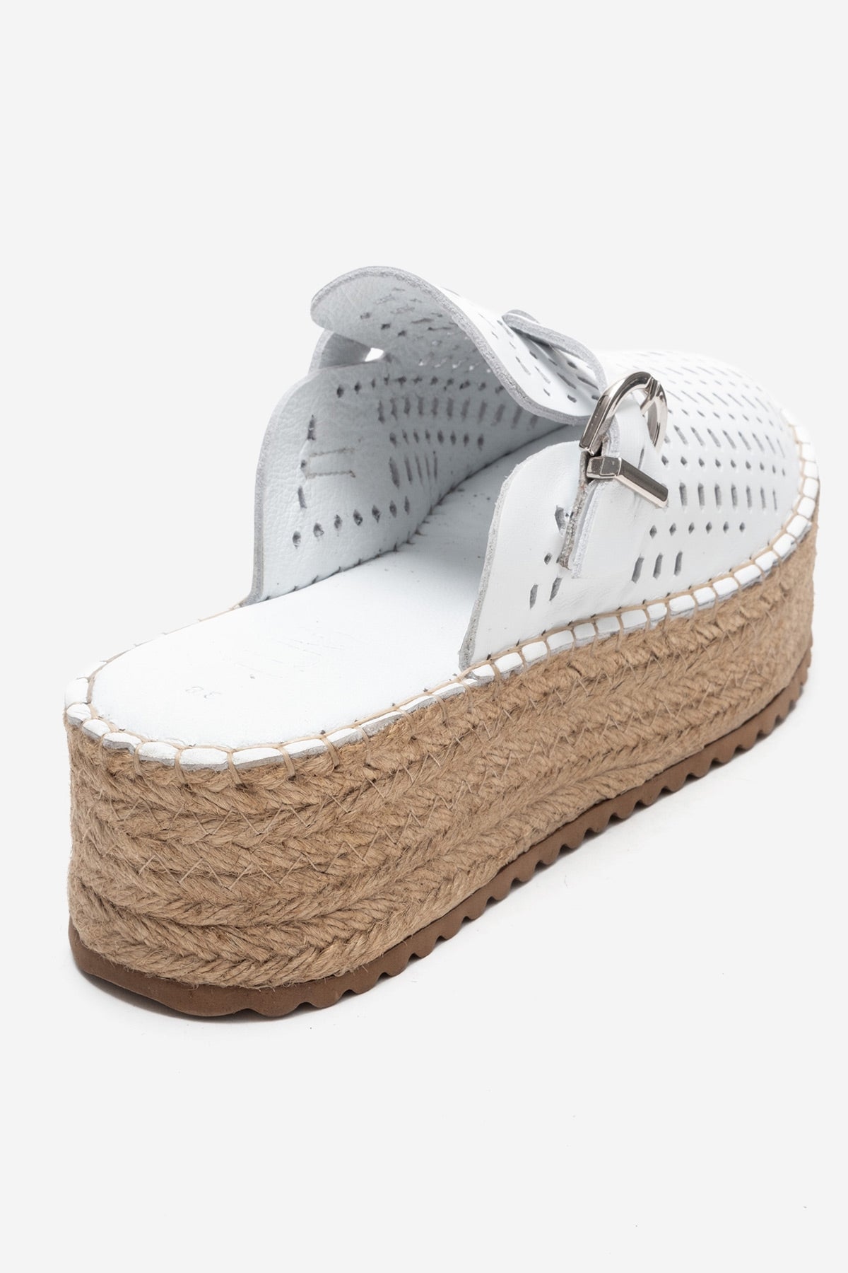 LOUIS - White Genuine Leather Closed-Toe Platform Slide (Women)
