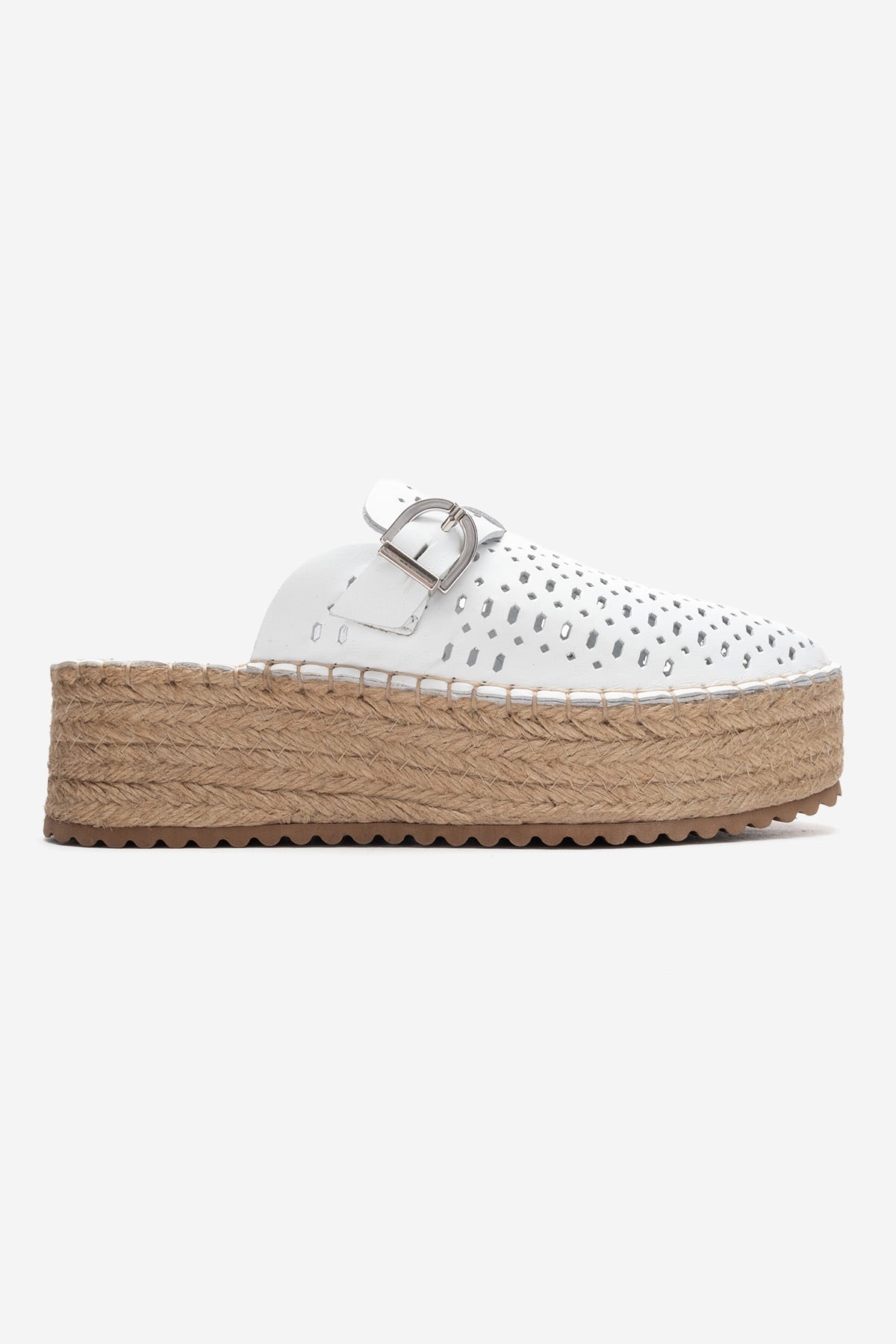 LOUIS - White Genuine Leather Closed-Toe Platform Slide (Women)