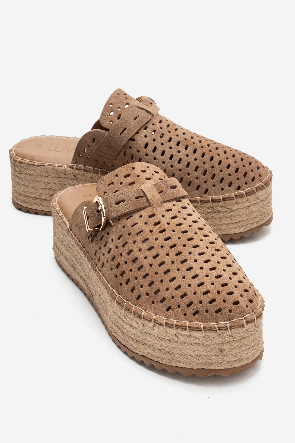 LOUIS - Taupe Genuine Leather Closed-Toe Platform Slide (Women)