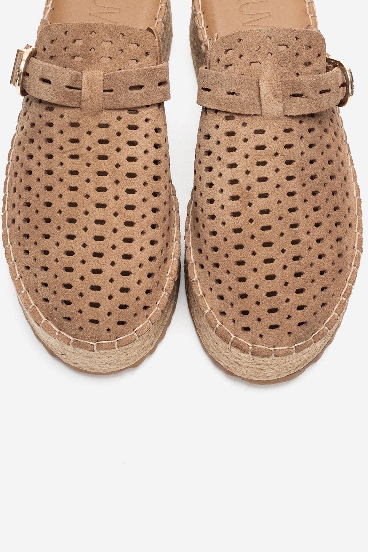 LOUIS - Taupe Genuine Leather Closed-Toe Platform Slide (Women)