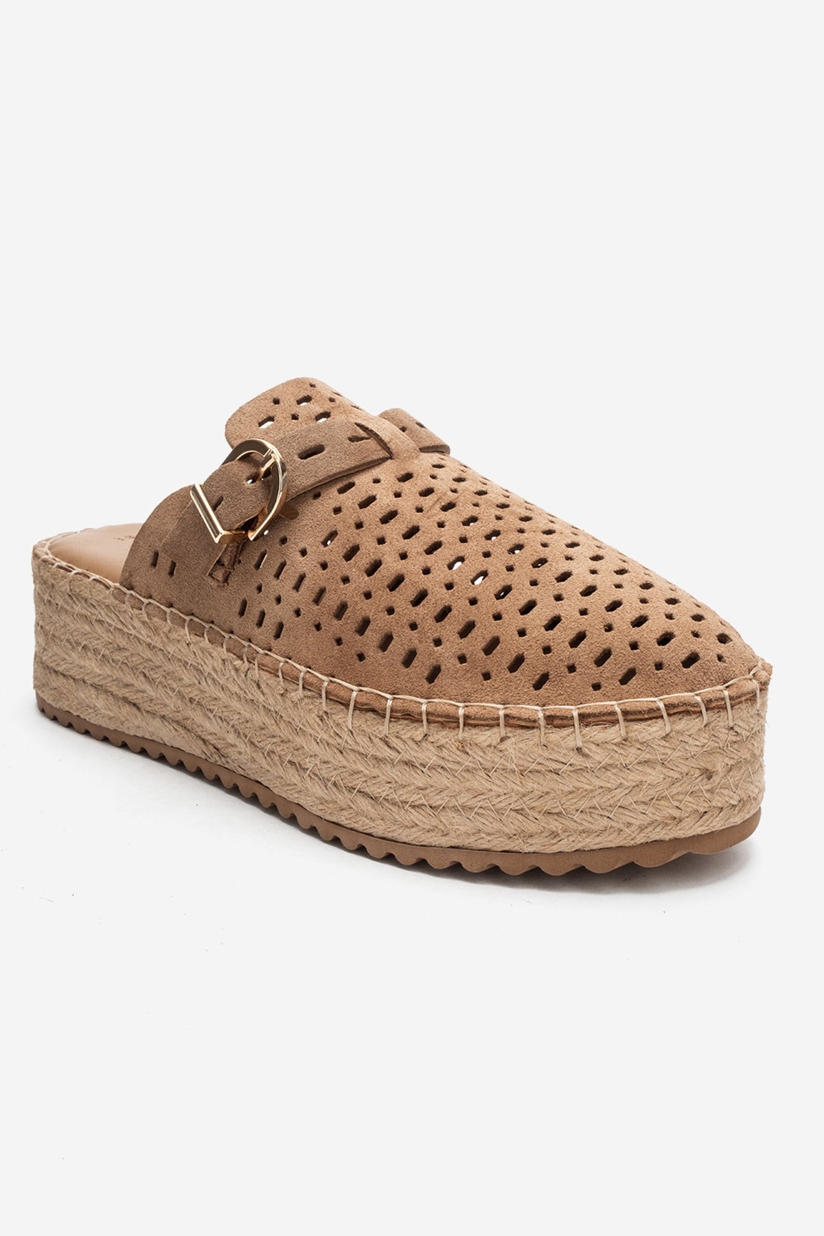 LOUIS - Taupe Genuine Leather Closed-Toe Platform Slide (Women)