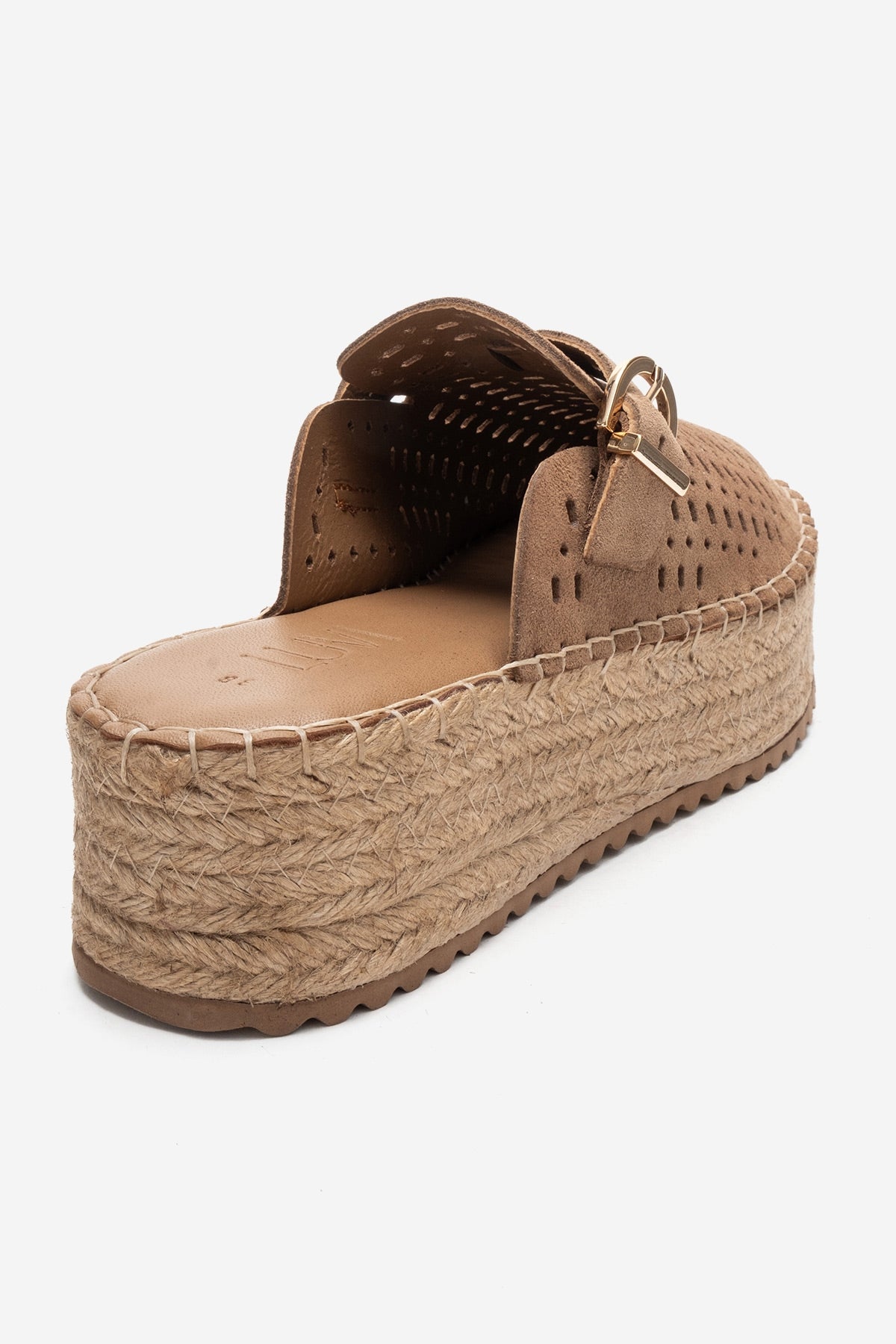 LOUIS - Taupe Genuine Leather Closed-Toe Platform Slide (Women)