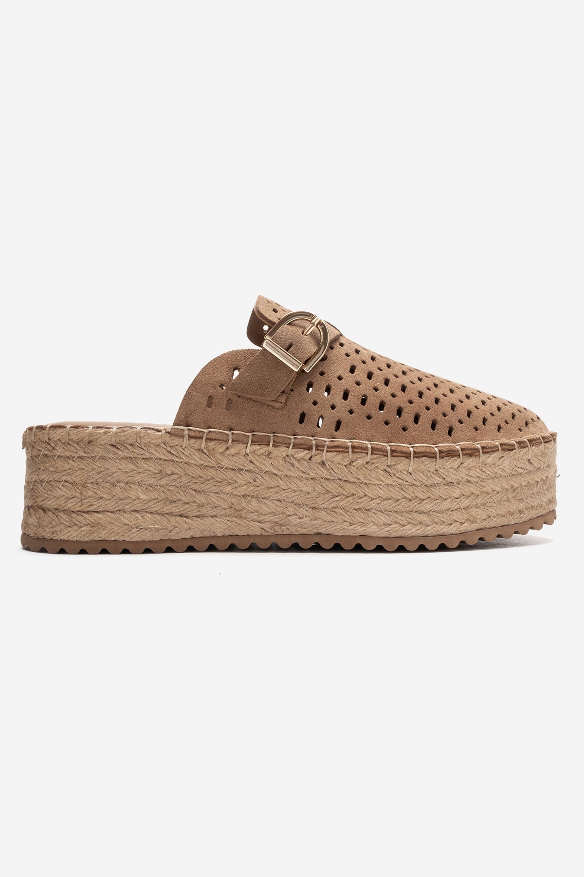 LOUIS - Taupe Genuine Leather Closed-Toe Platform Slide (Women)