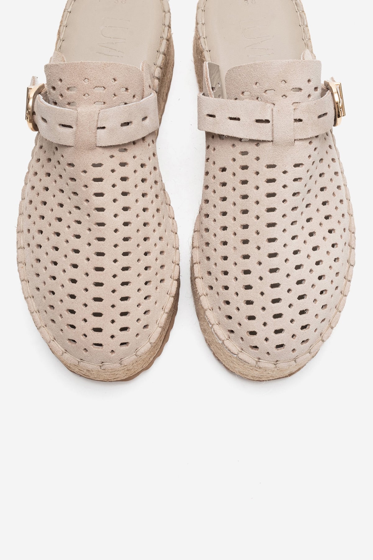 LOUIS - Beige Genuine Leather Closed-Toe Platform Slide (Women)