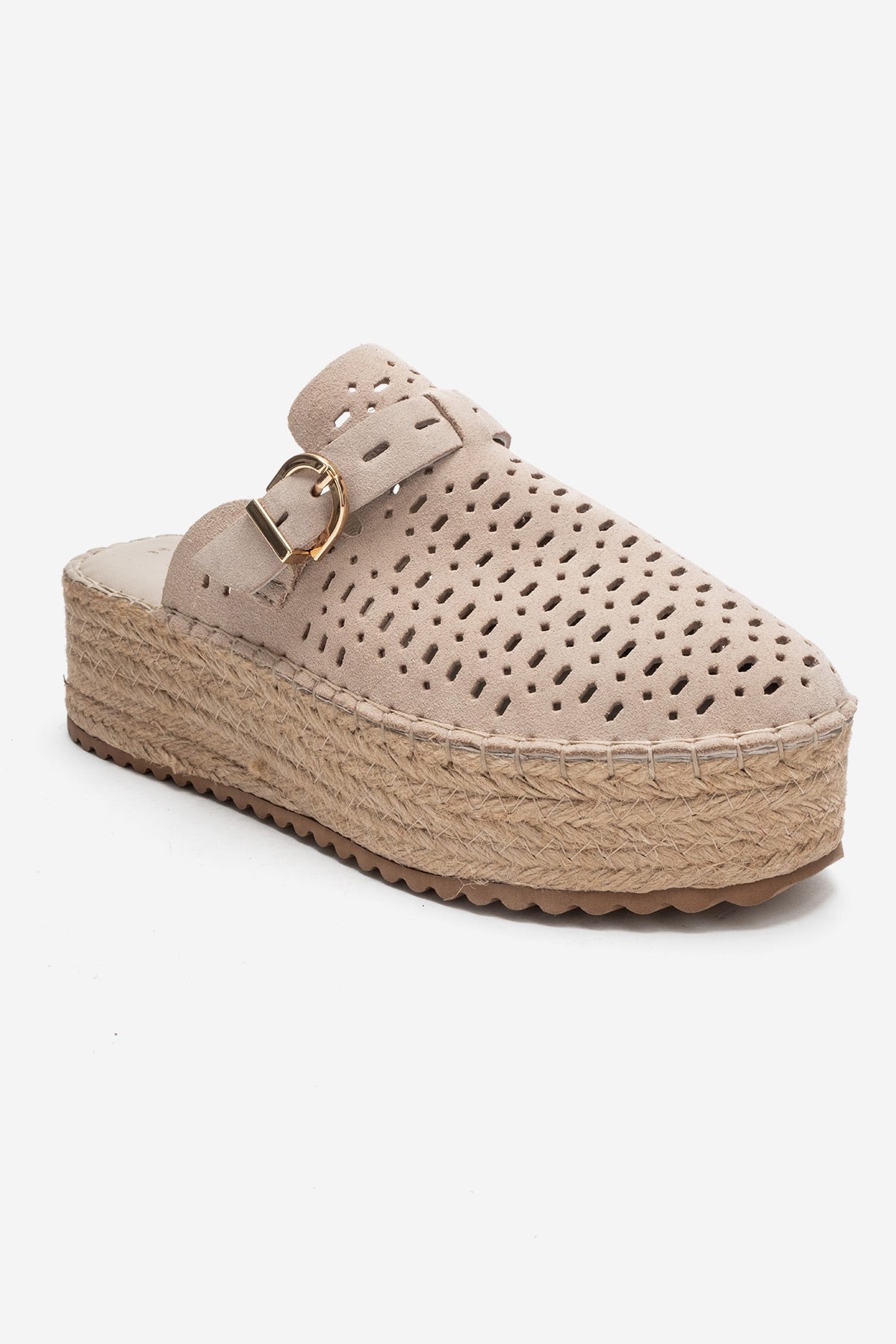 LOUIS - Beige Genuine Leather Closed-Toe Platform Slide (Women)