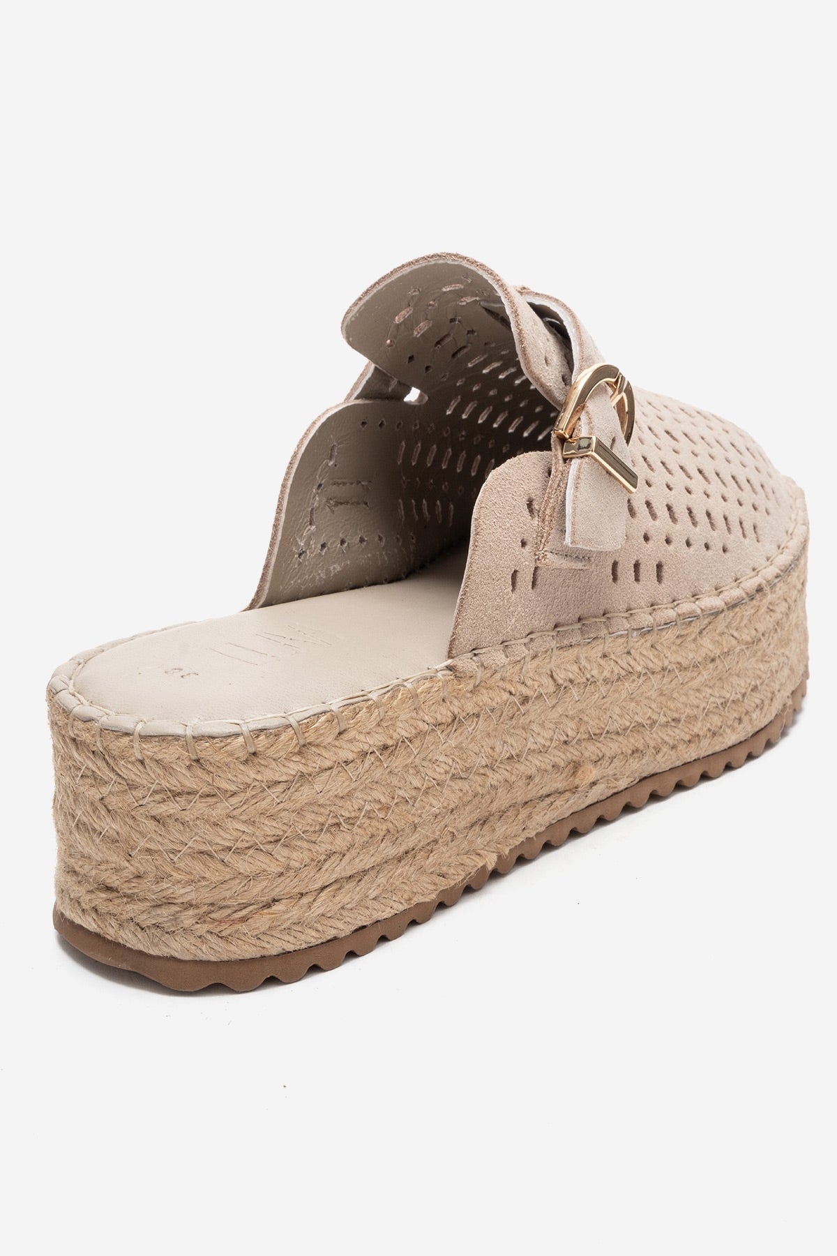 LOUIS - Beige Genuine Leather Closed-Toe Platform Slide (Women)