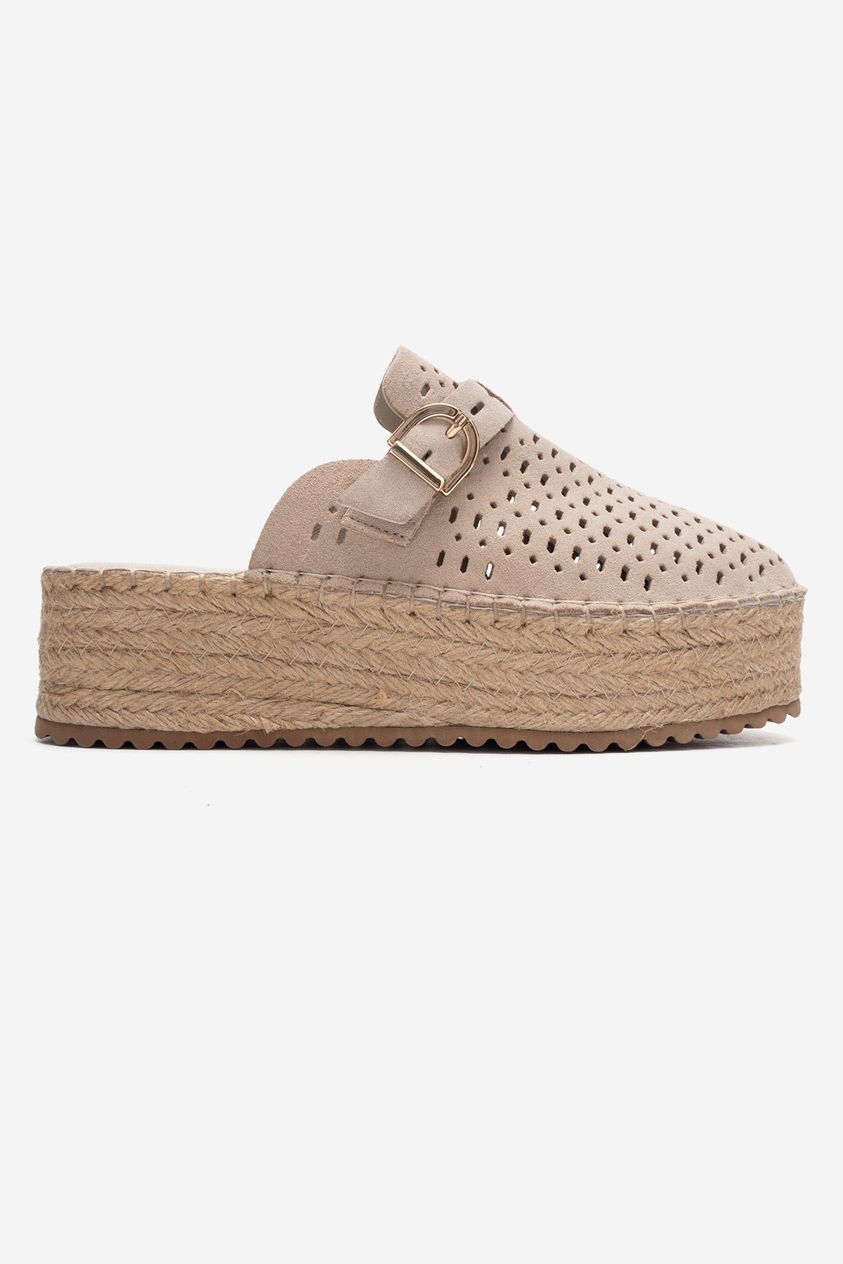 LOUIS - Beige Genuine Leather Closed-Toe Platform Slide (Women)