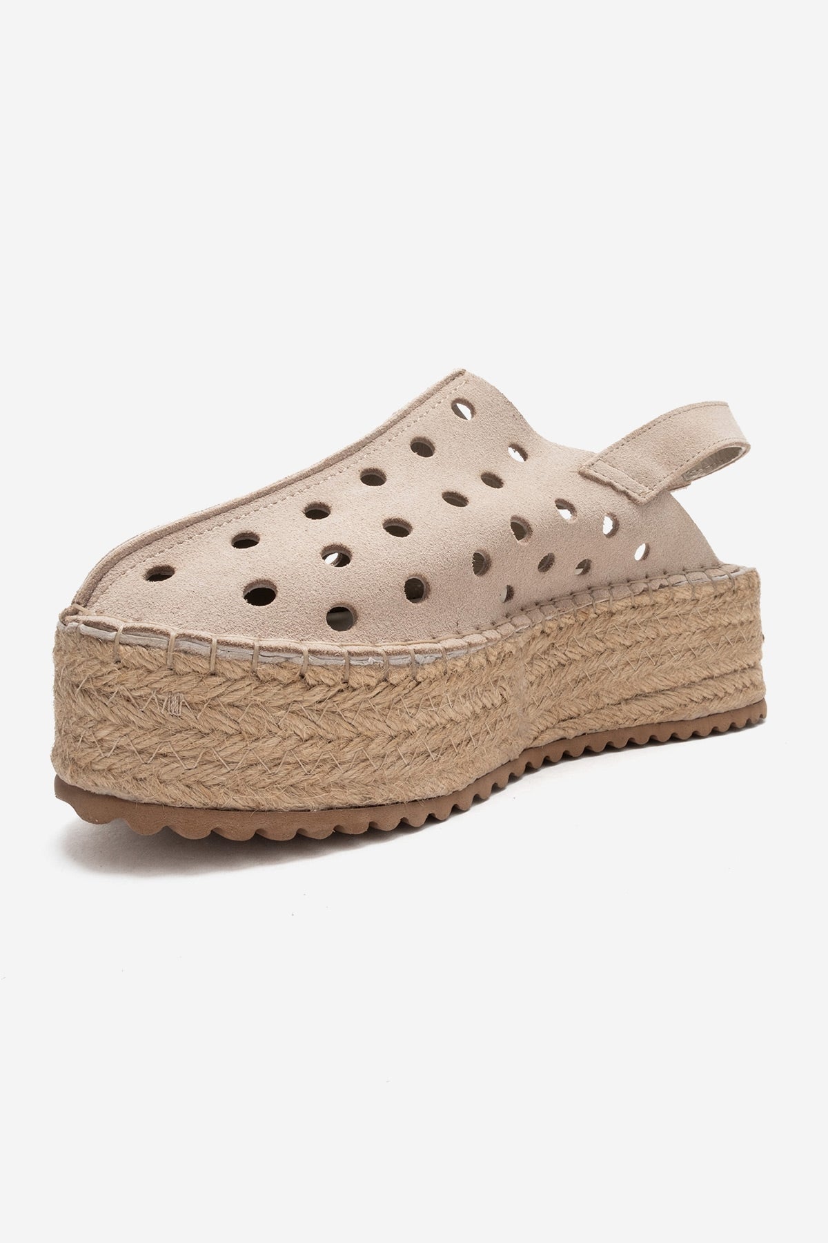 FRAGA - Beige Genuine Suede Leather Woven Platform Sandal (Women)