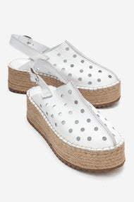 FRAGA - White Genuine Leather Wedge Sandal (Women)