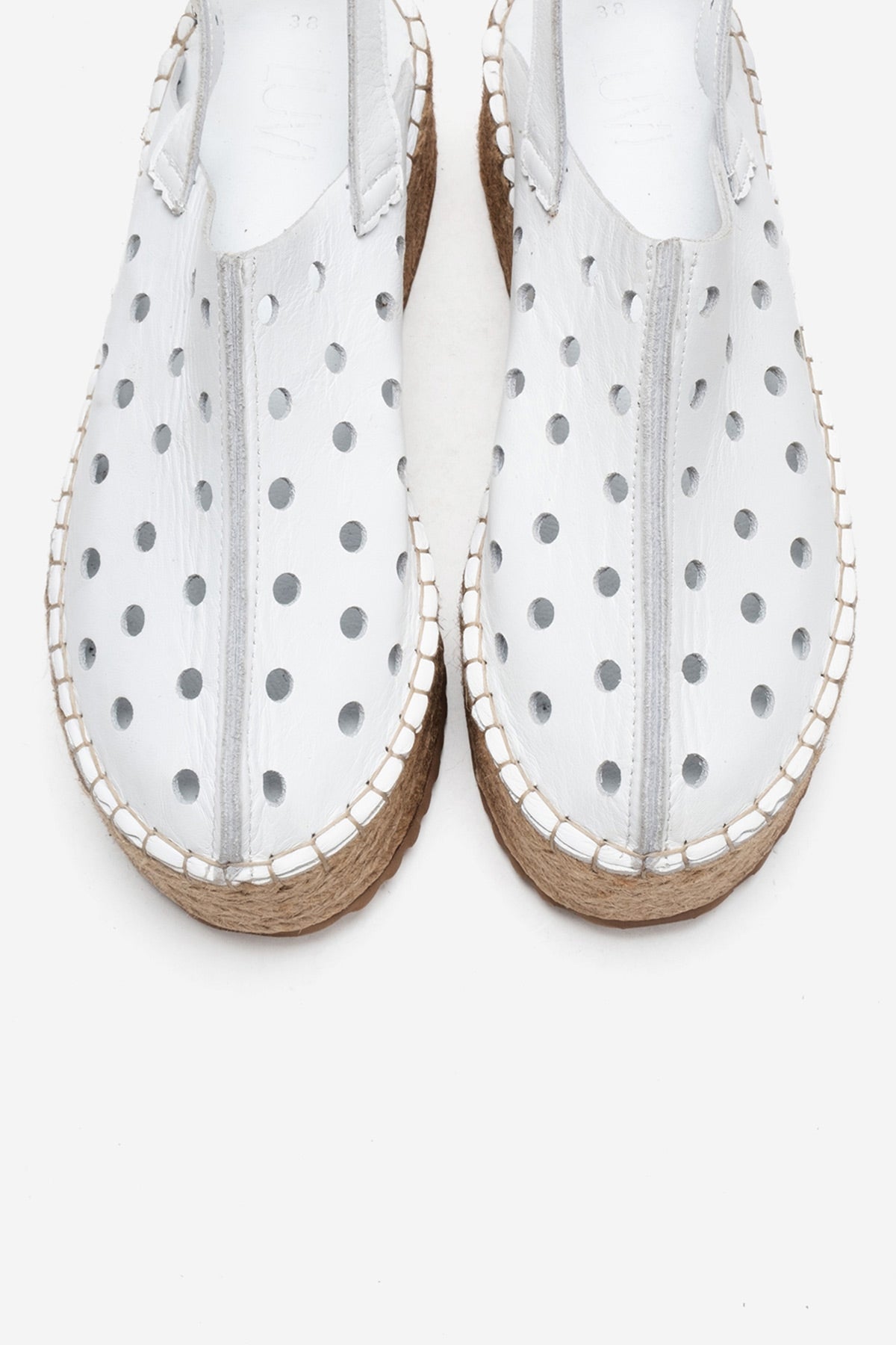 FRAGA - White Genuine Leather Wedge Sandal (Women)