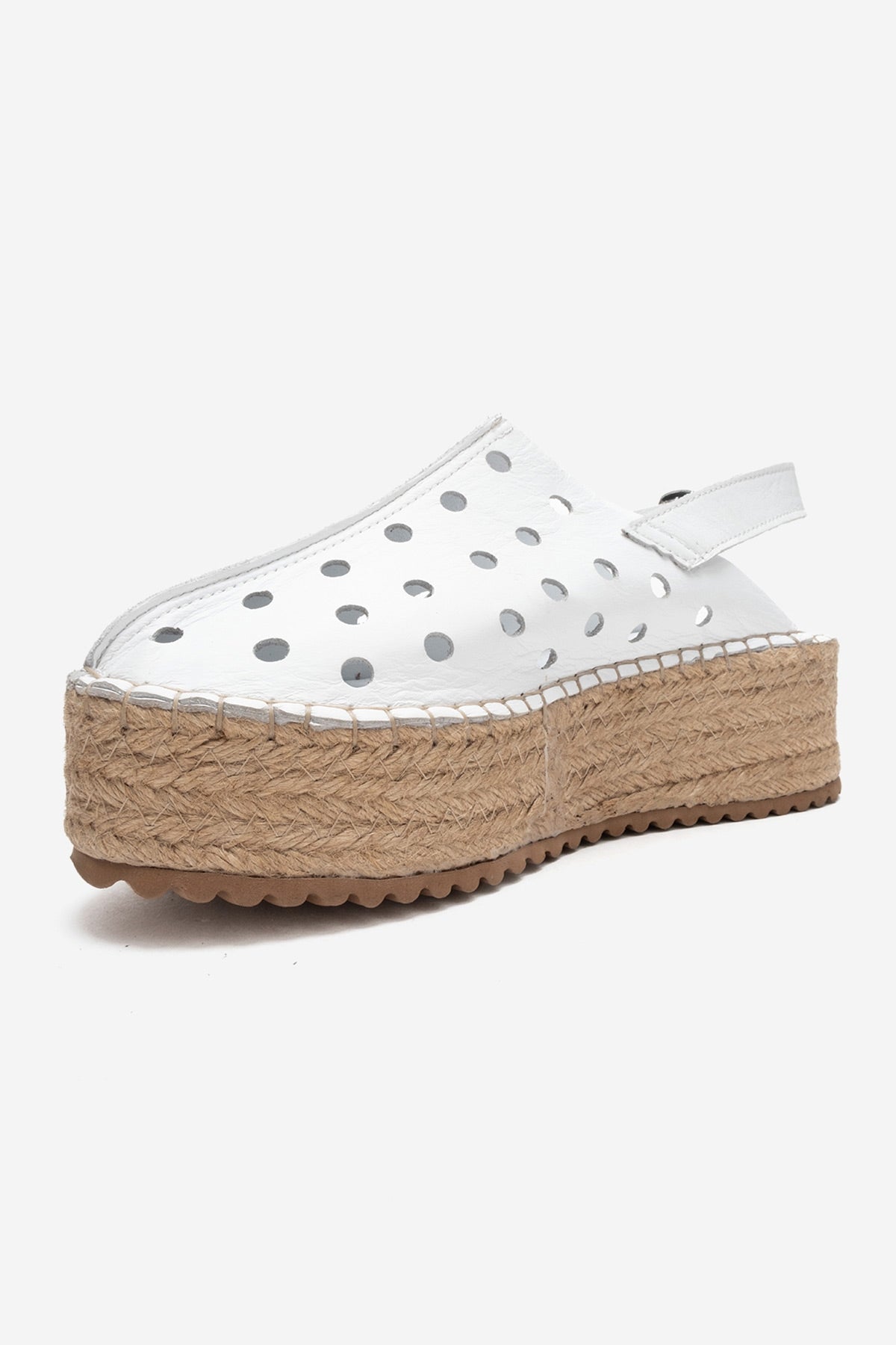 FRAGA - White Genuine Leather Wedge Sandal (Women)