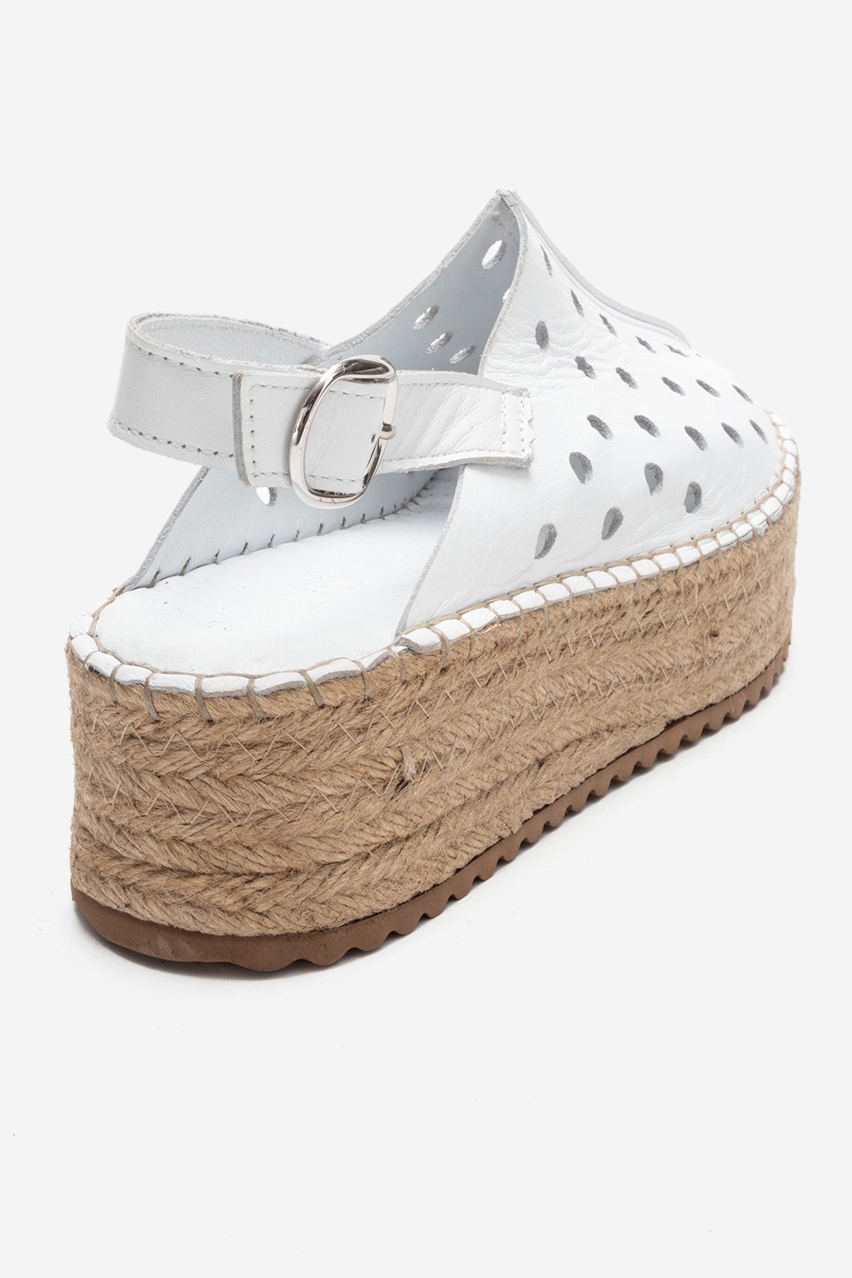 FRAGA - White Genuine Leather Wedge Sandal (Women)