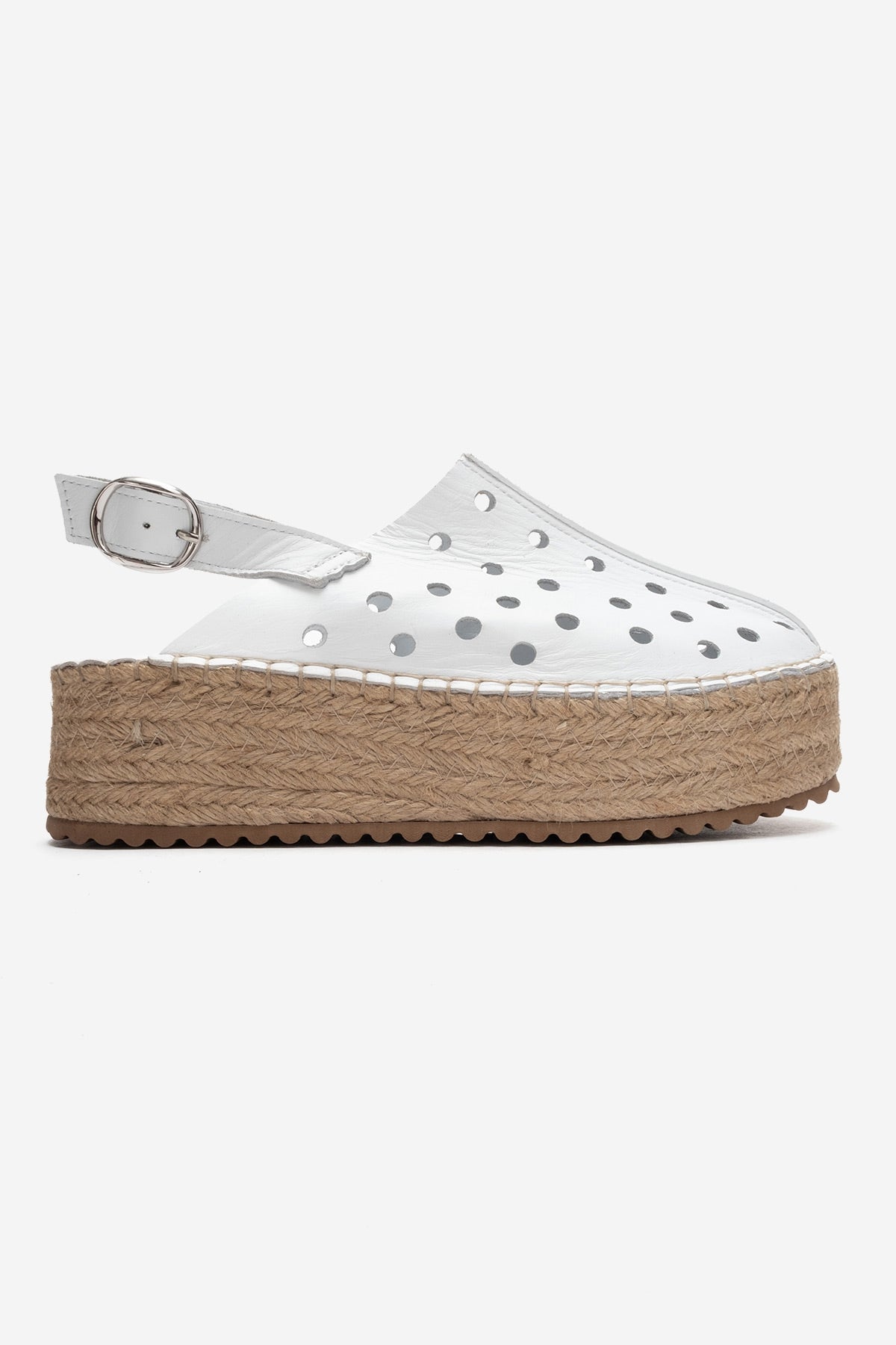 FRAGA - White Genuine Leather Wedge Sandal (Women)