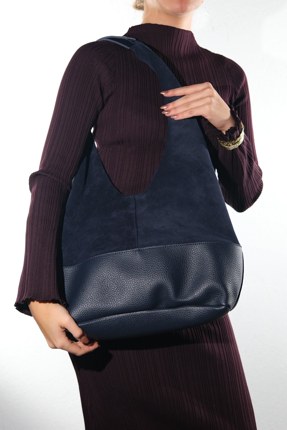 AVOS - Navy Genuine Leather Shoulder Bag (Women)
