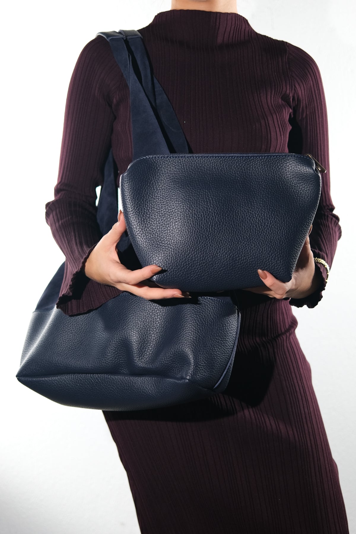 AVOS - Navy Genuine Leather Shoulder Bag (Women)