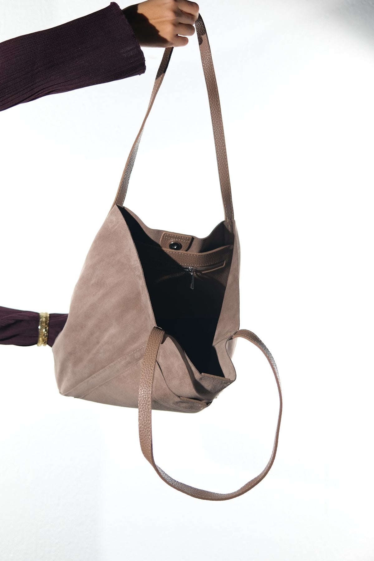 GRAZIA - Taupe Genuine Leather Shoulder Bag (Women)