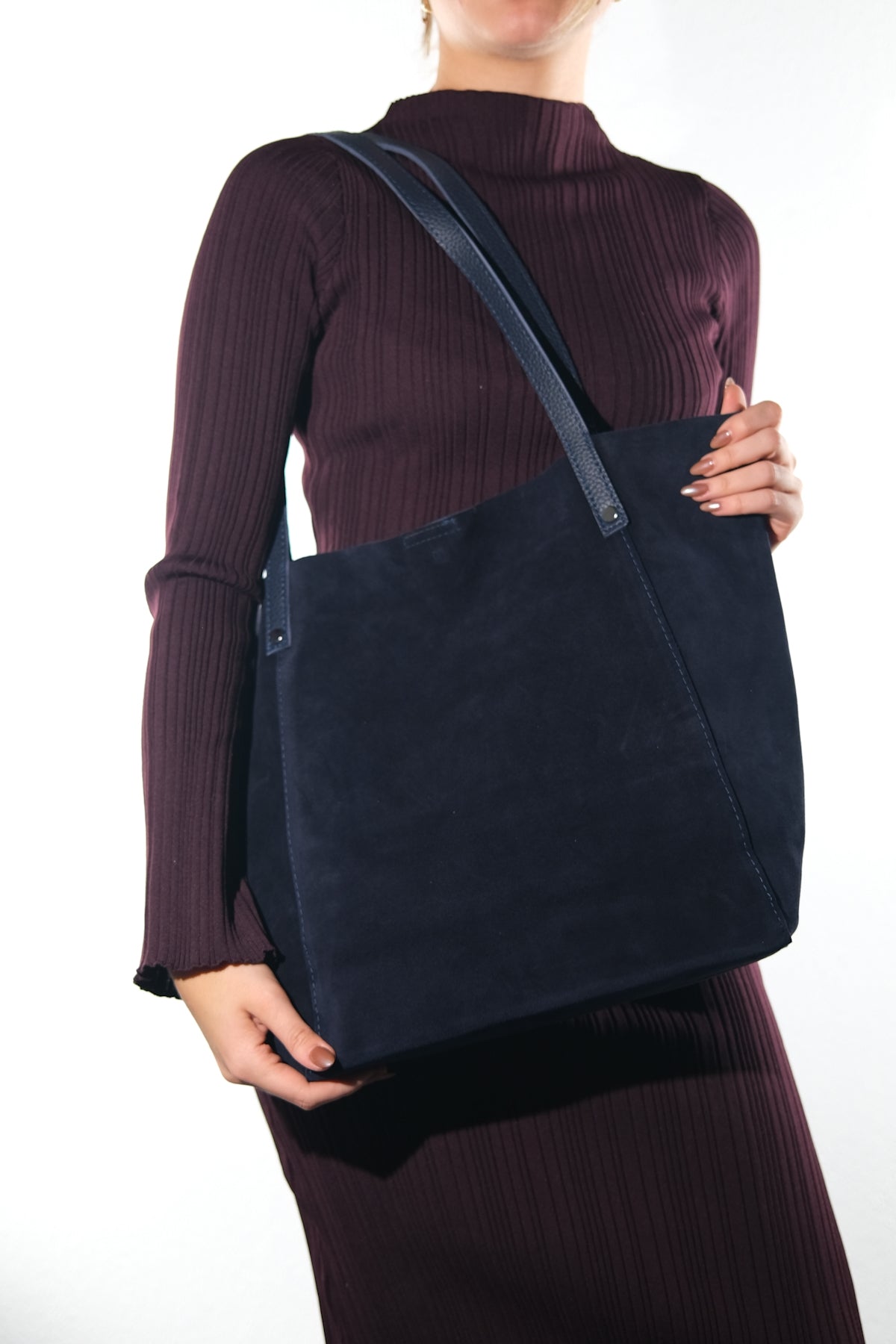 GRAZIA - Navy Genuine Leather Shoulder Bag (Women)