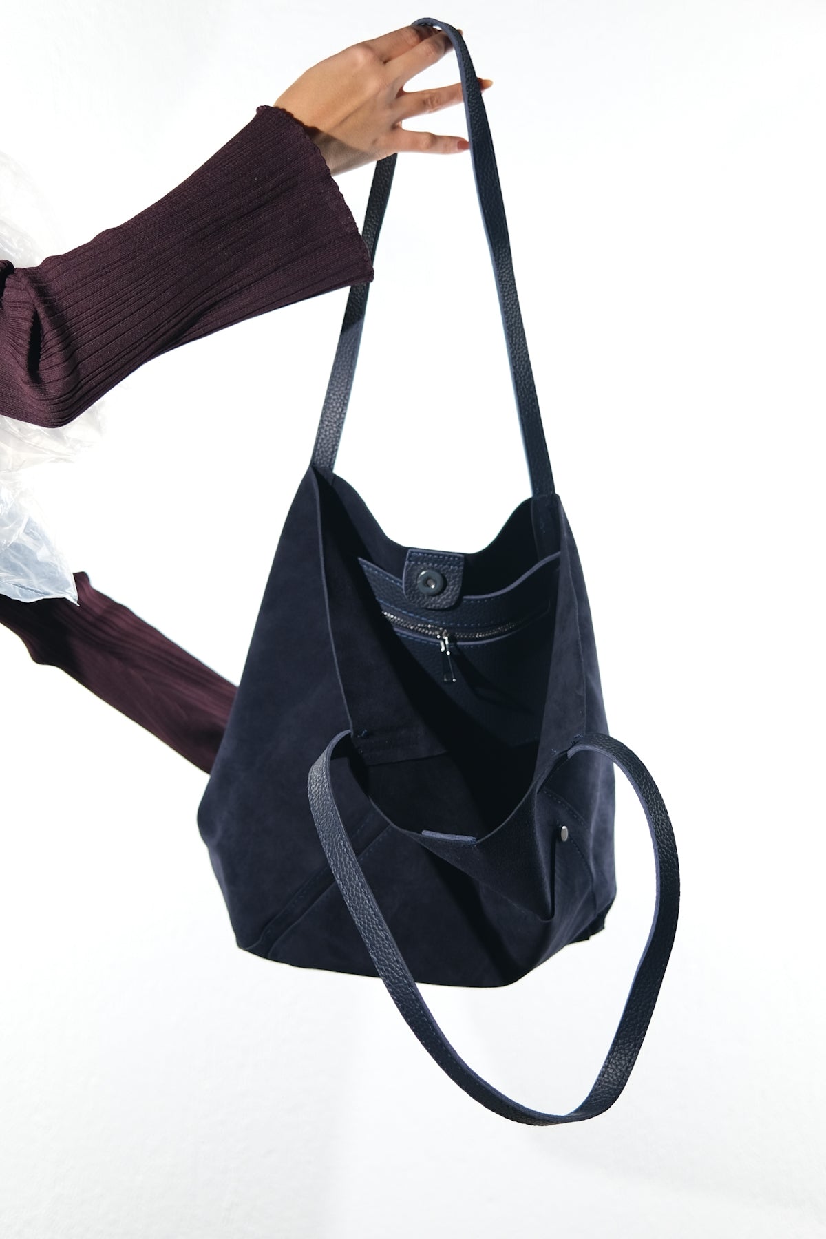 GRAZIA - Navy Genuine Leather Shoulder Bag (Women)