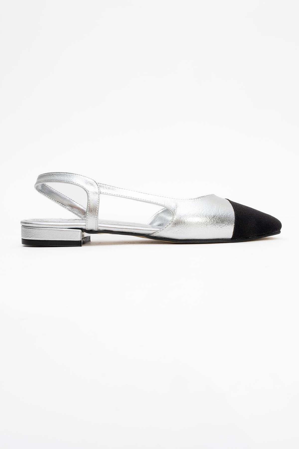 Lujo - Silver Backless Ballet Flat (Women)