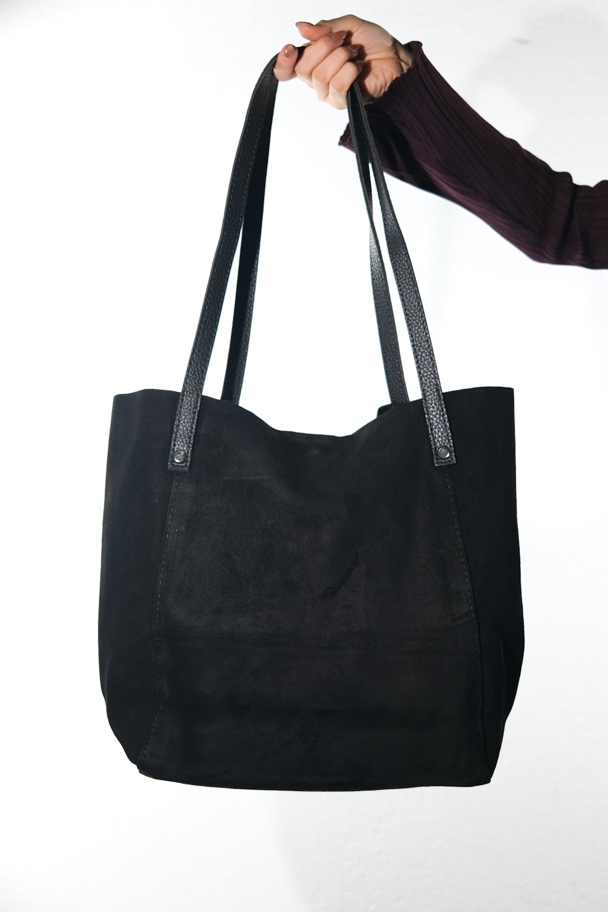 GRAZIA - Black Genuine Suede Leather Shoulder Bag (Women)