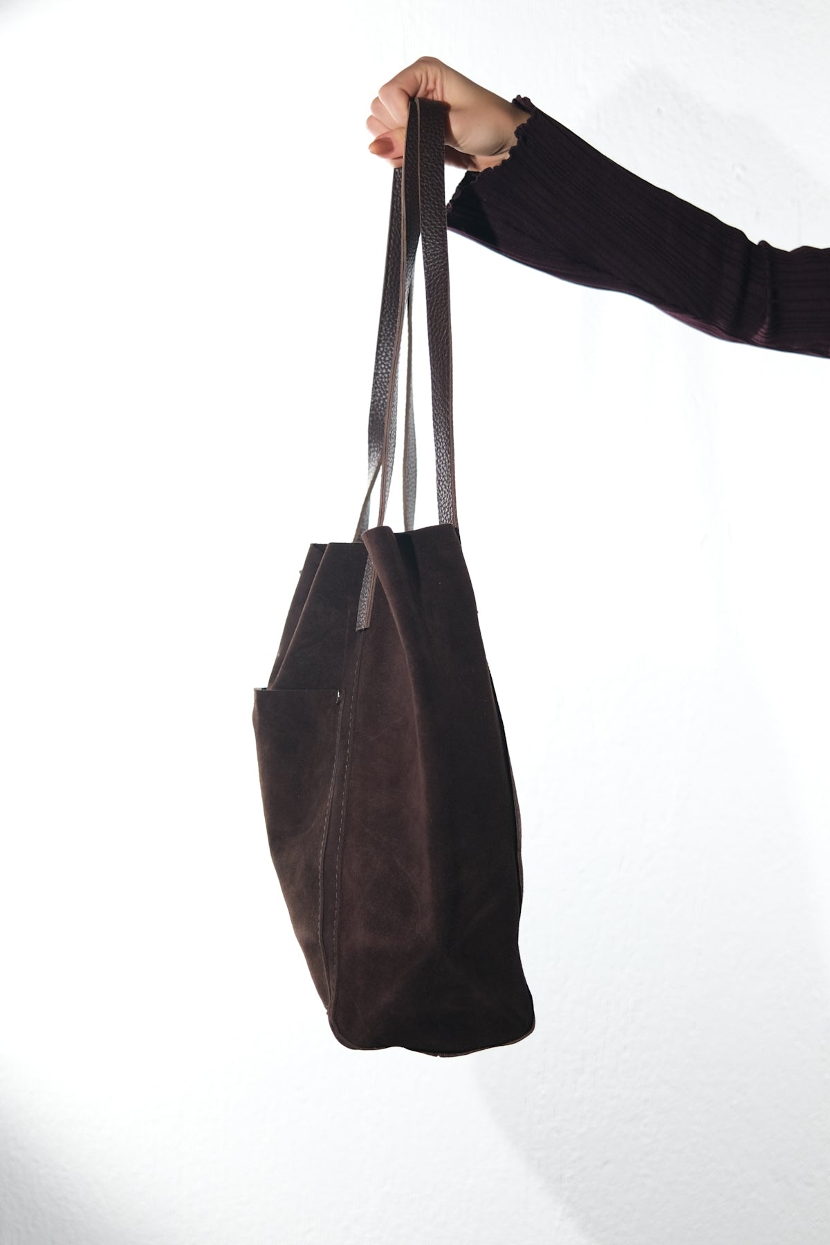 GRAZIA - Brown Genuine Suede Leather Shoulder Bag (Women)